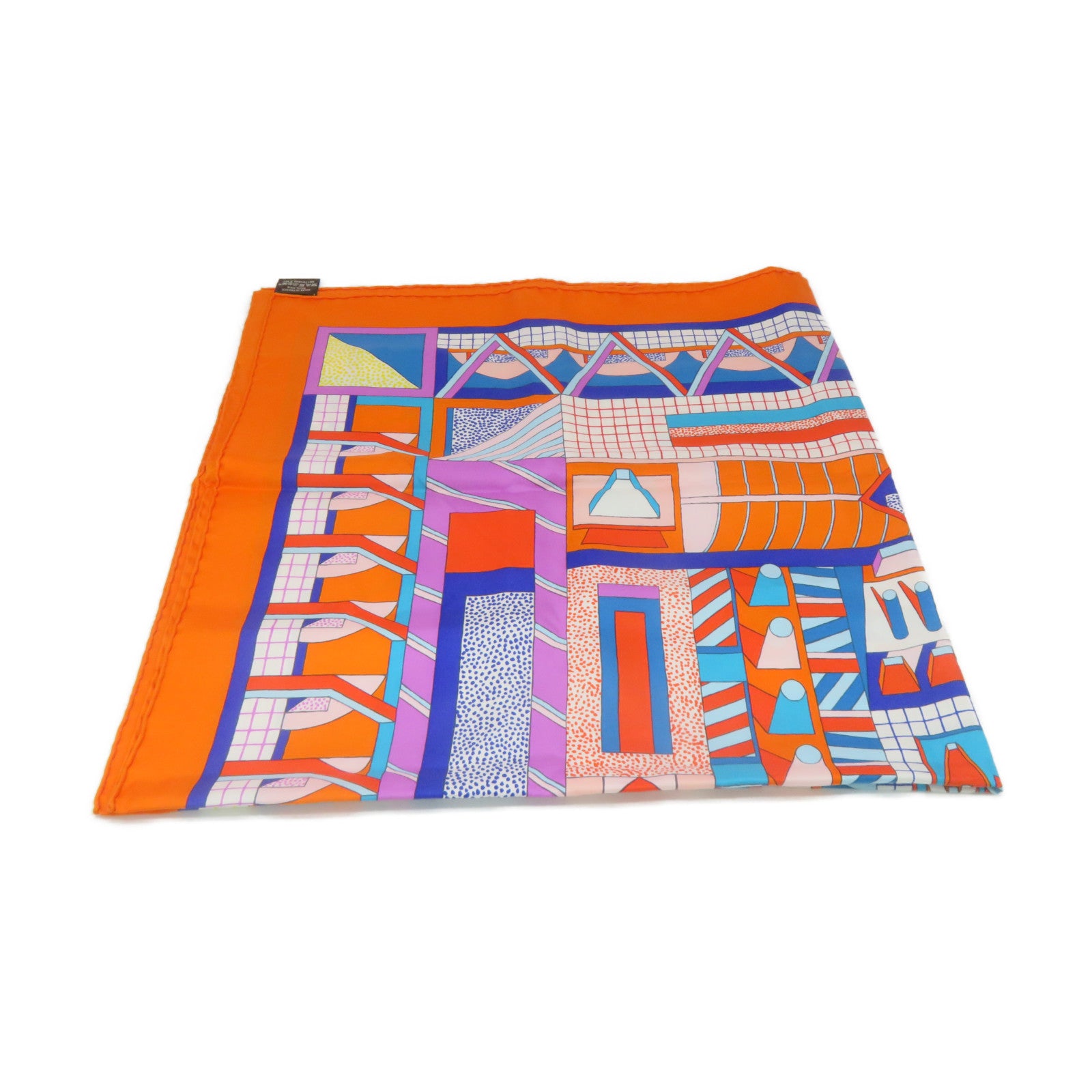 HERMES 丝质Scarf 90x90丝巾橙色/蓝色/彩色