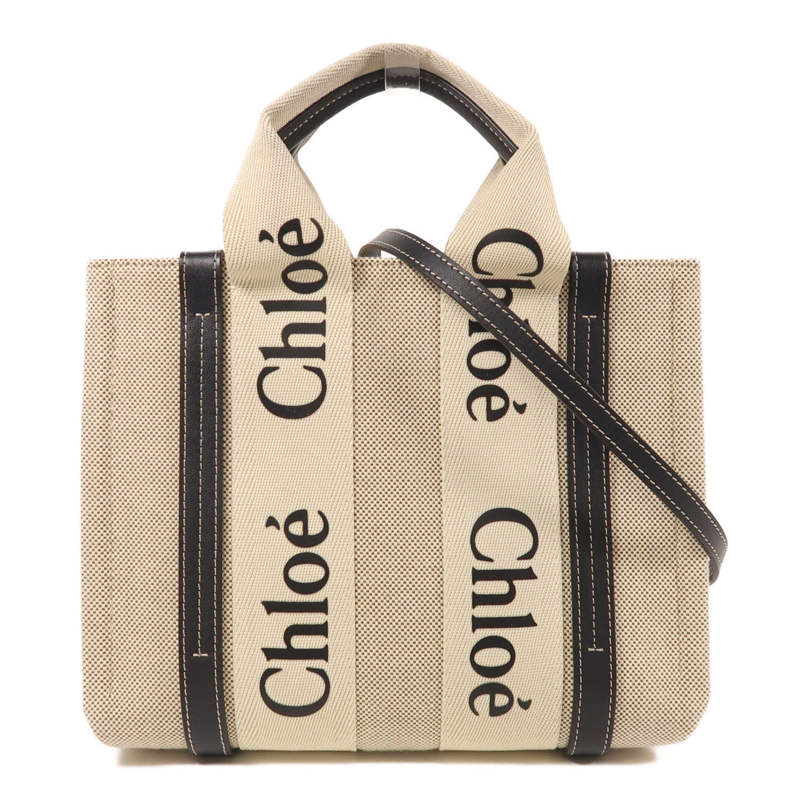 Chloe 帆布Small Woody金扣手挽肩背兩用袋