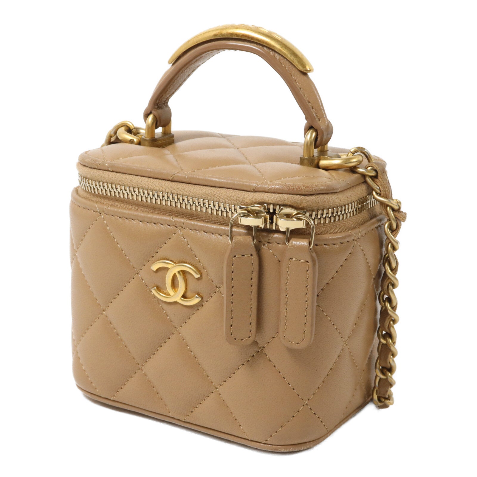 CHANEL 羊皮皮革Vanity Case鏈帶手挽肩背兩用袋