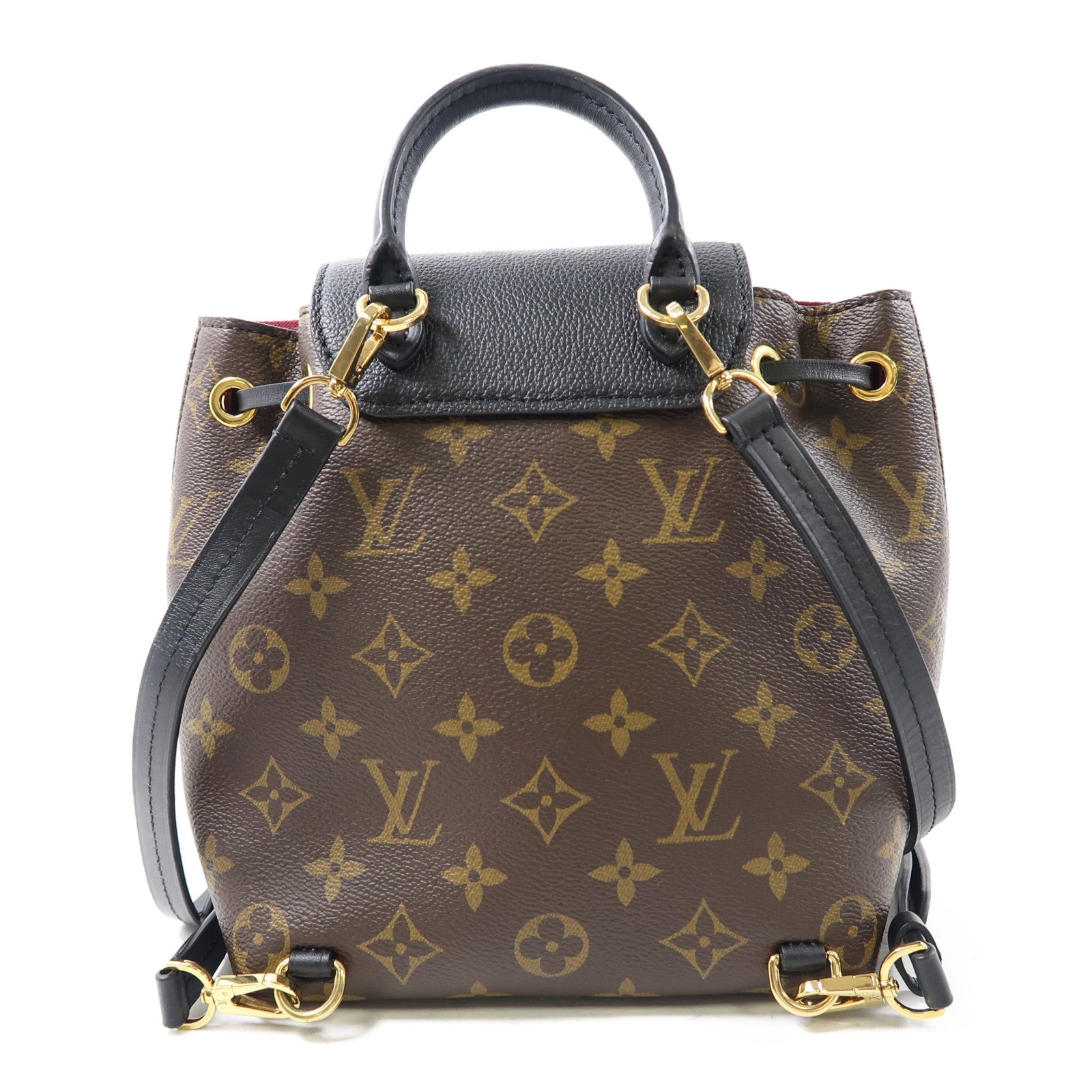 LOUIS VUITTON Monogram Montsouris BB金扣背包棕色/黑色