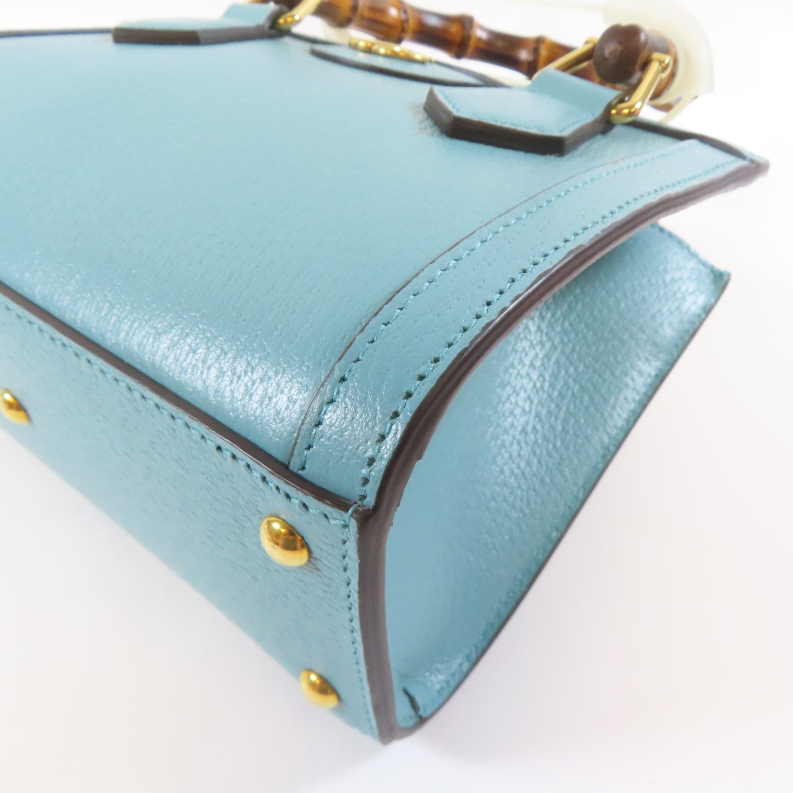 GUCCI 牛皮皮革Diana Mini Tote 2 Way Shoulder Bag金扣手挽肩背兩用袋藍色