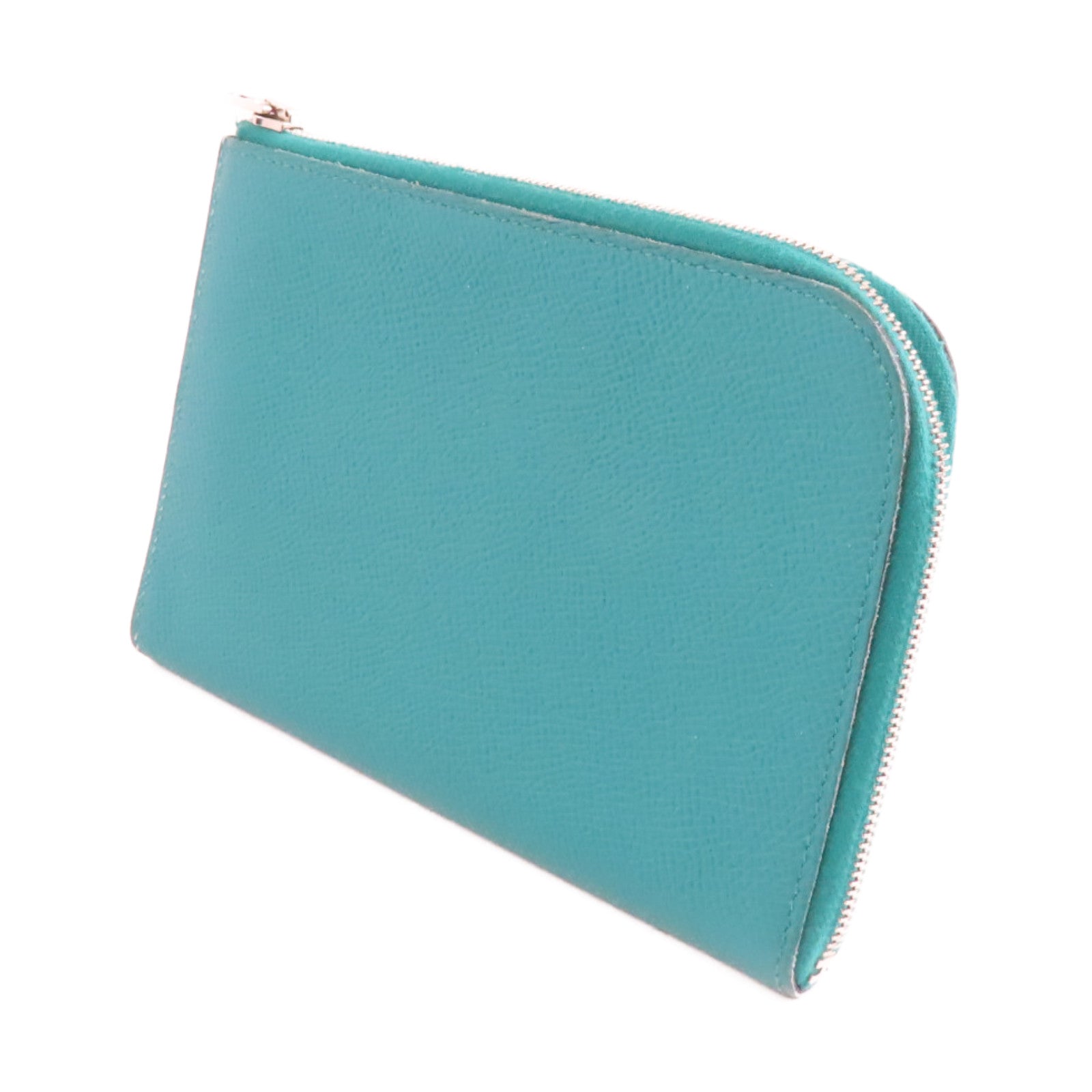 HERMES Epsom皮革Wallet銀扣錢包Vert/綠色