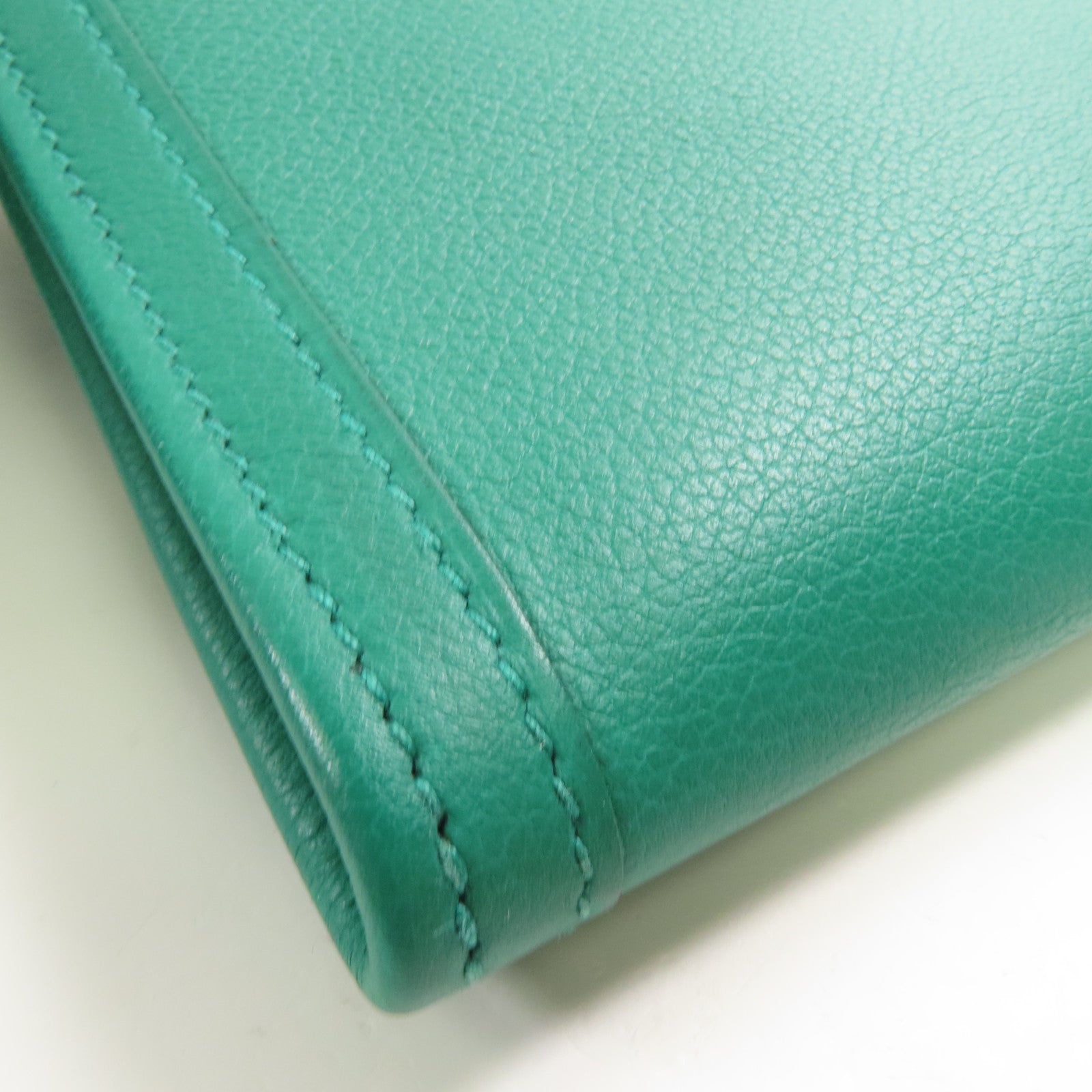 HERMES Swift皮革Jige Duo手拿包Z6 Malachite
