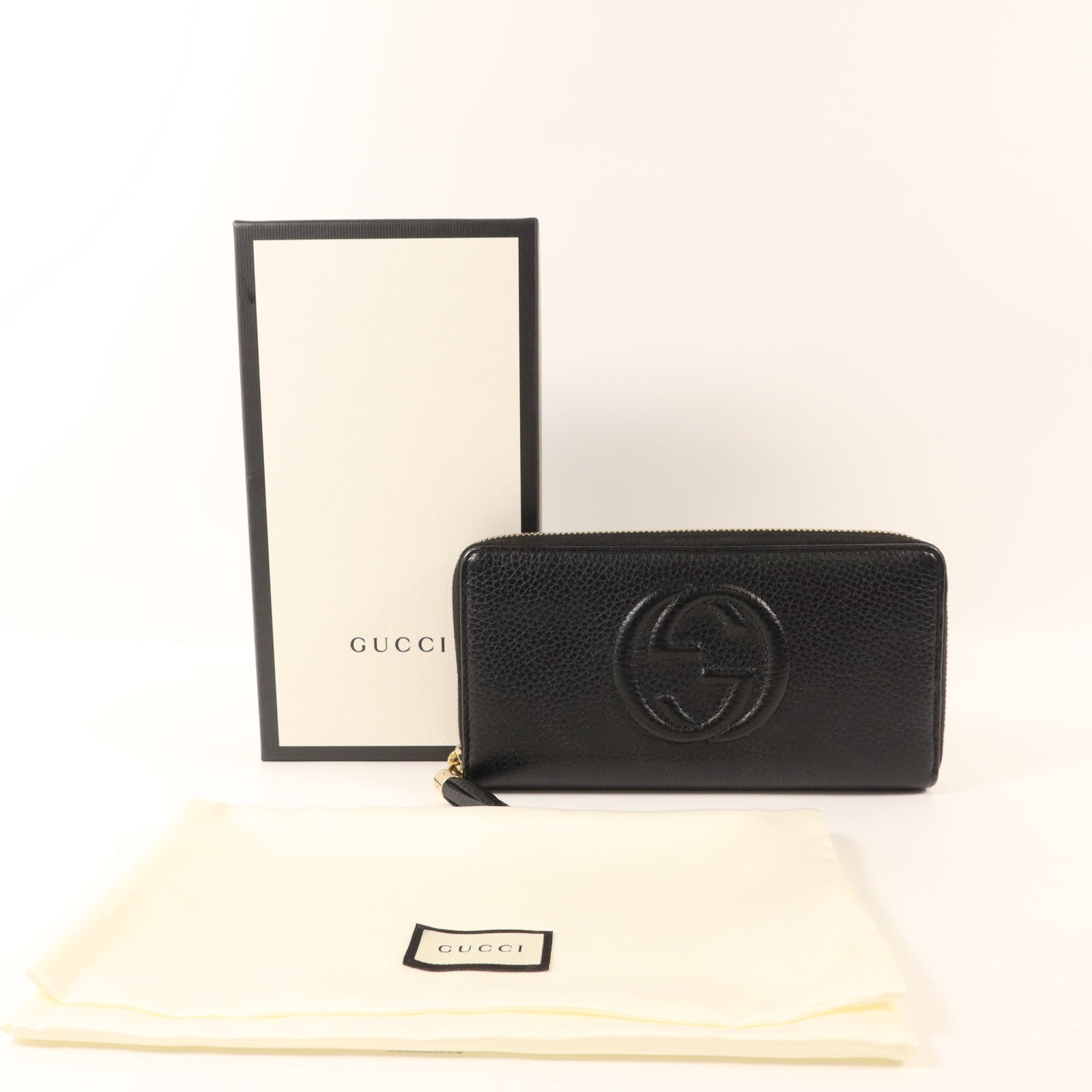 GUCCI 牛皮皮革Long Round Wallet金扣長錢包