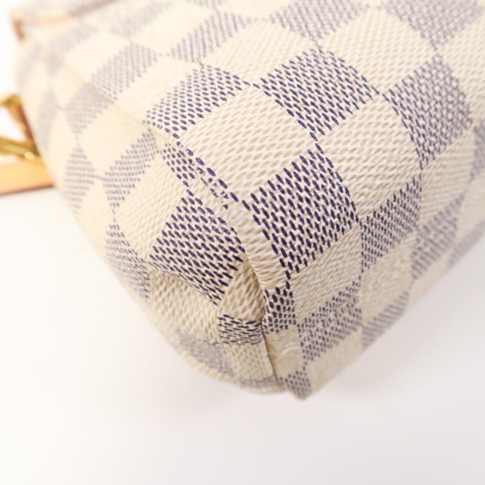 LOUIS VUITTON Damier Azur Croisette金扣手挽肩背兩用袋白色