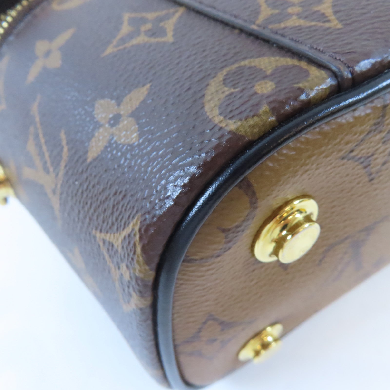 LOUIS VUITTON Monogram Reverse Vanity PM金扣手挽肩背兩用袋啡色