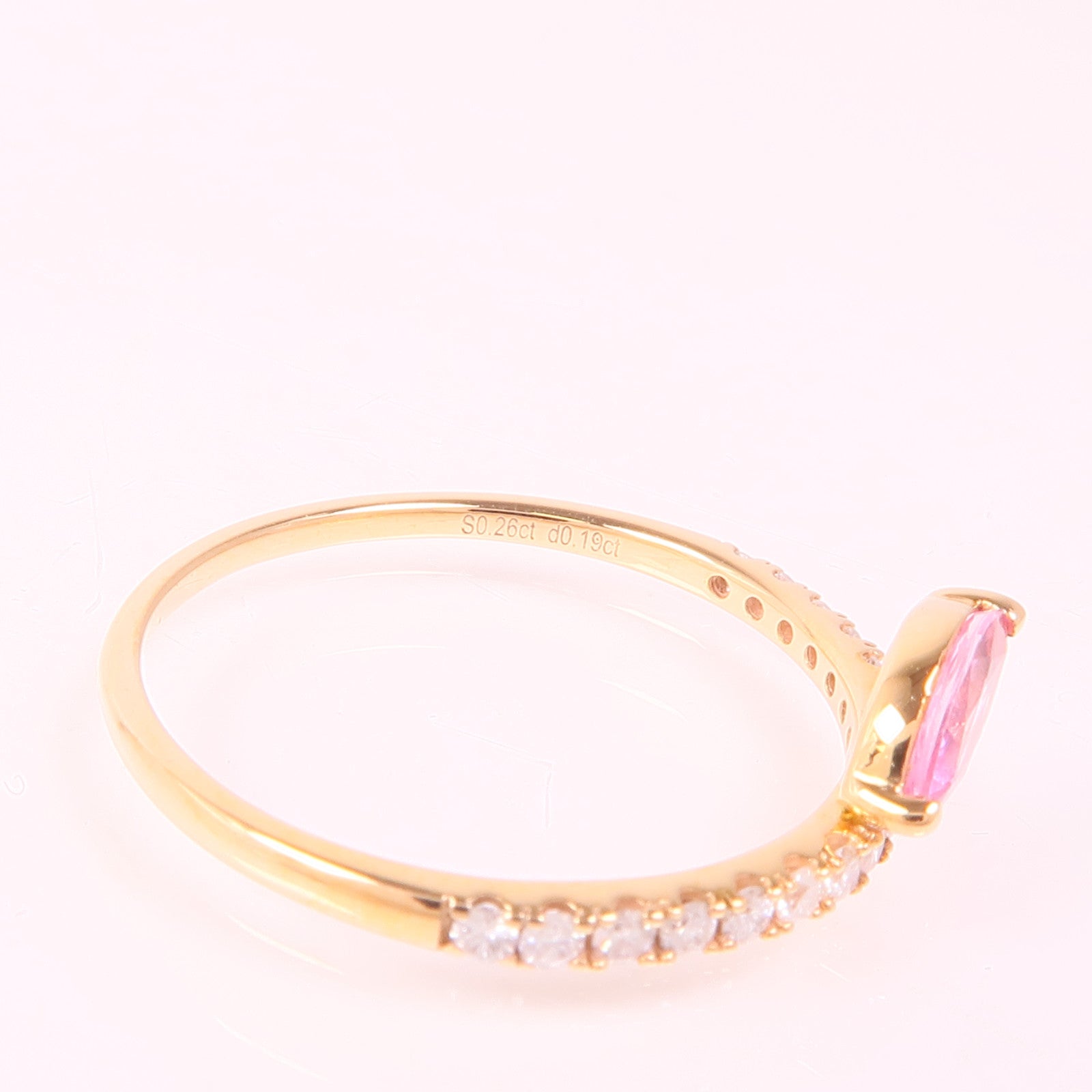 JEWELRY 18K玫瑰金Pink Sapphire/Diamond Ring粉紅色藍寶石/鑽石戒指US#6.75