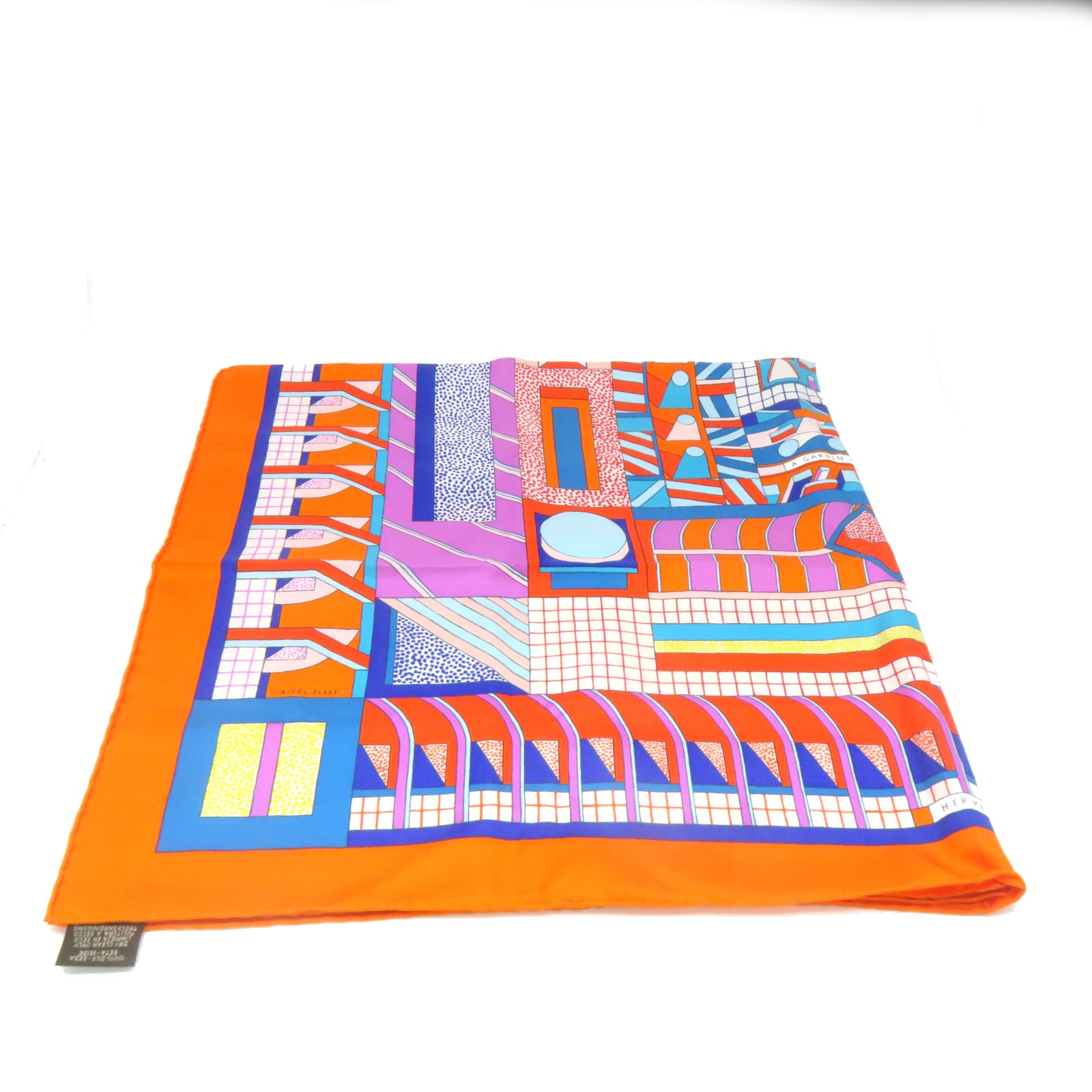 HERMES 丝质Scarf 90x90丝巾橙色/蓝色/彩色