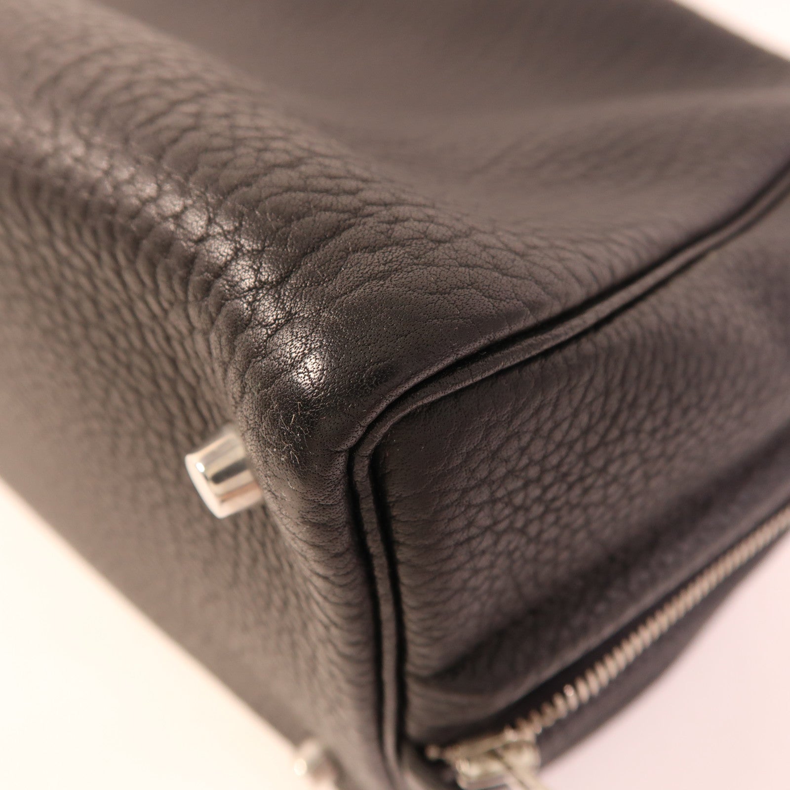 HERMES Fjord皮革Sack Amvie 36銀扣手挽袋Noir