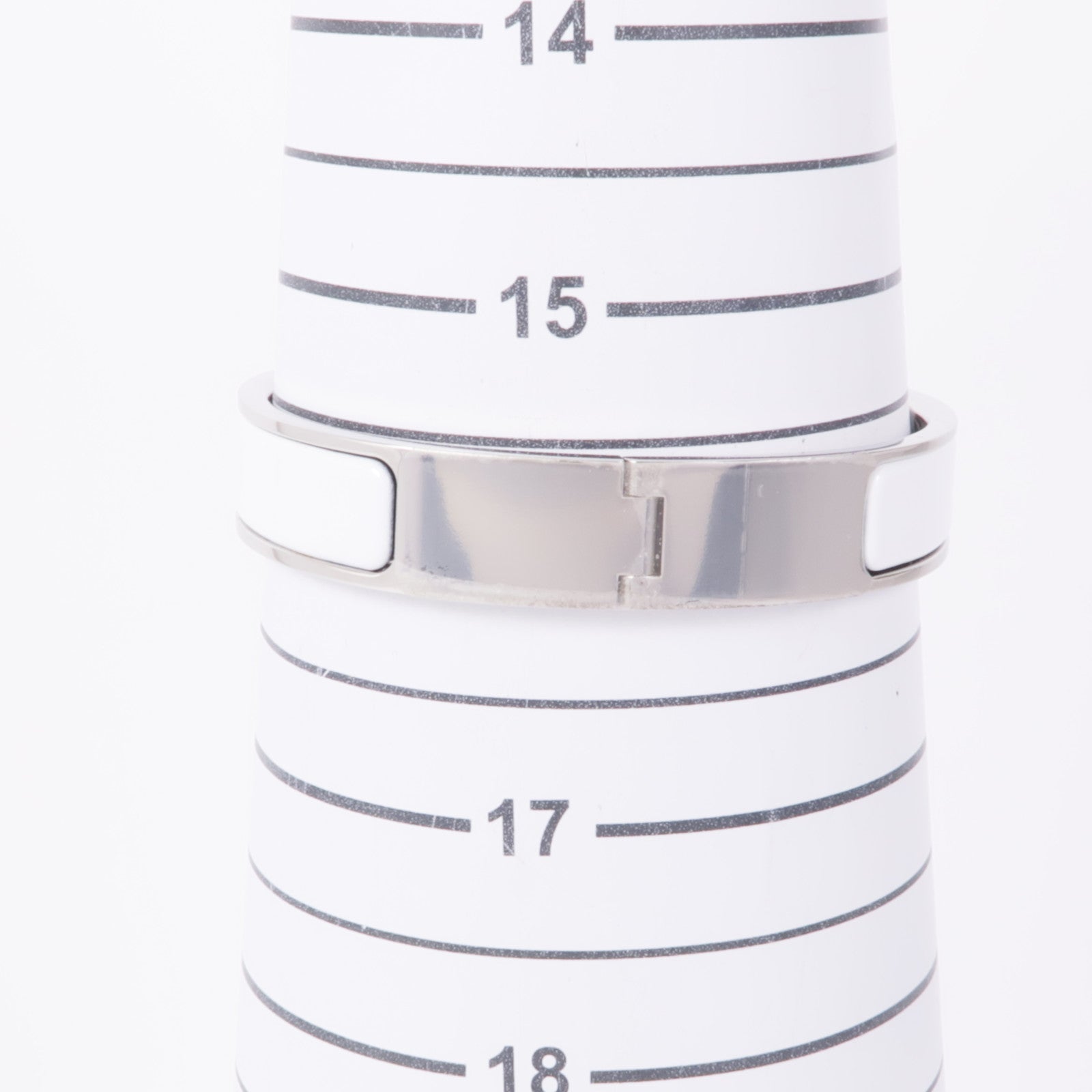 HERMES Clic Anneau Bracelet Metal Enamel Silver White