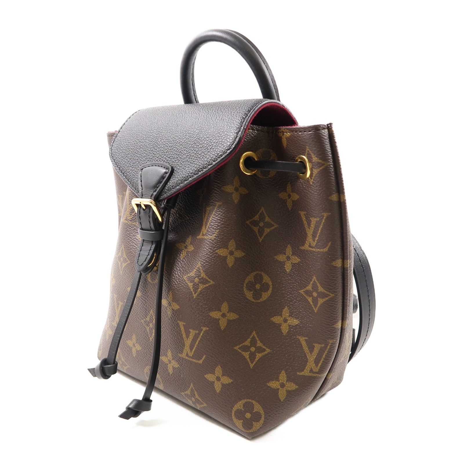 LOUIS VUITTON Monogram Montsouris BB金扣背包棕色/黑色