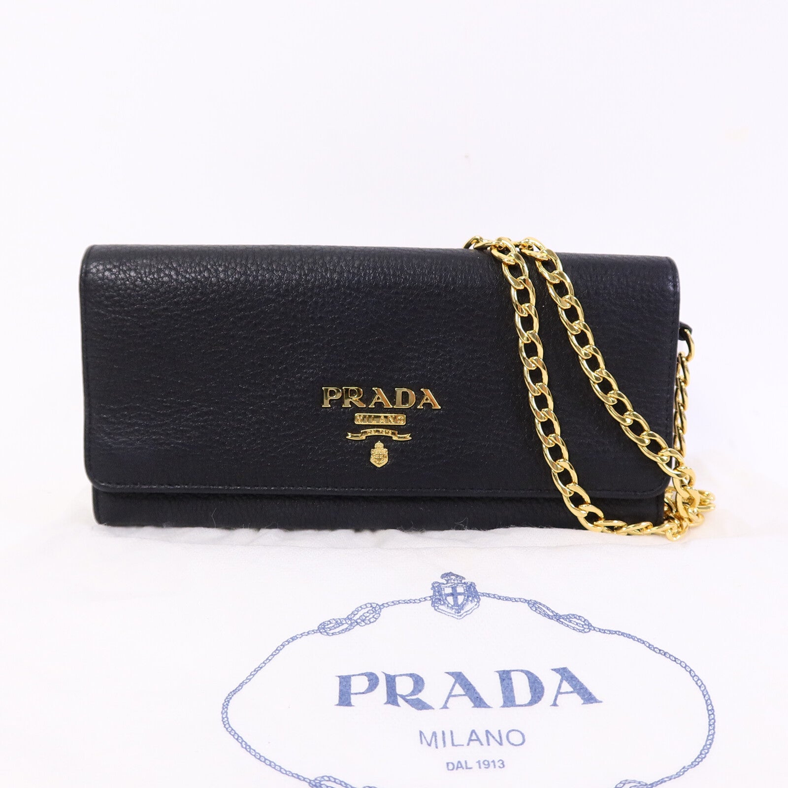 PRADA 牛皮皮革Shoulder Bag鏈帶肩背袋