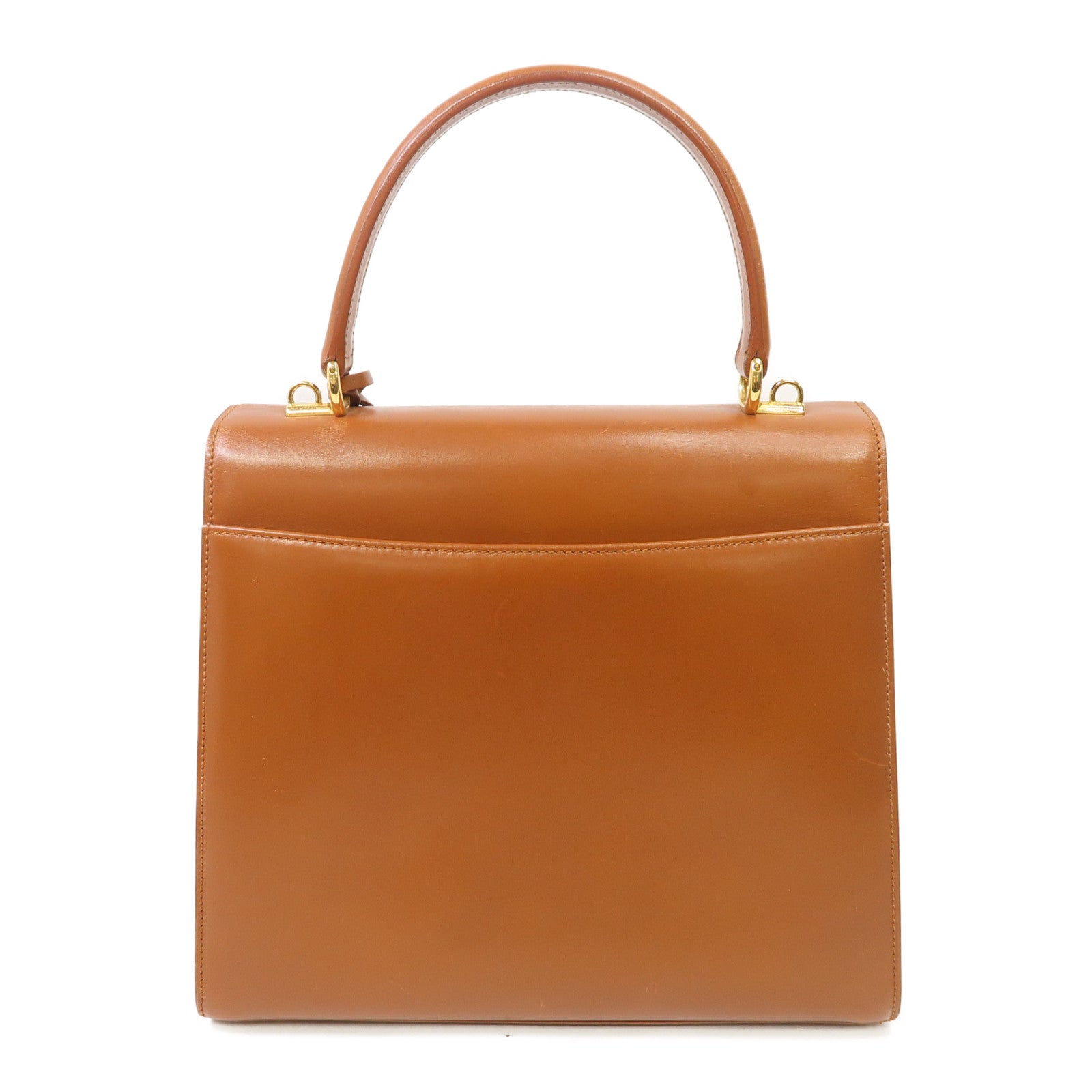 GUCCI 皮革Vintage Kelly Rare Lady金扣手挽袋棕色