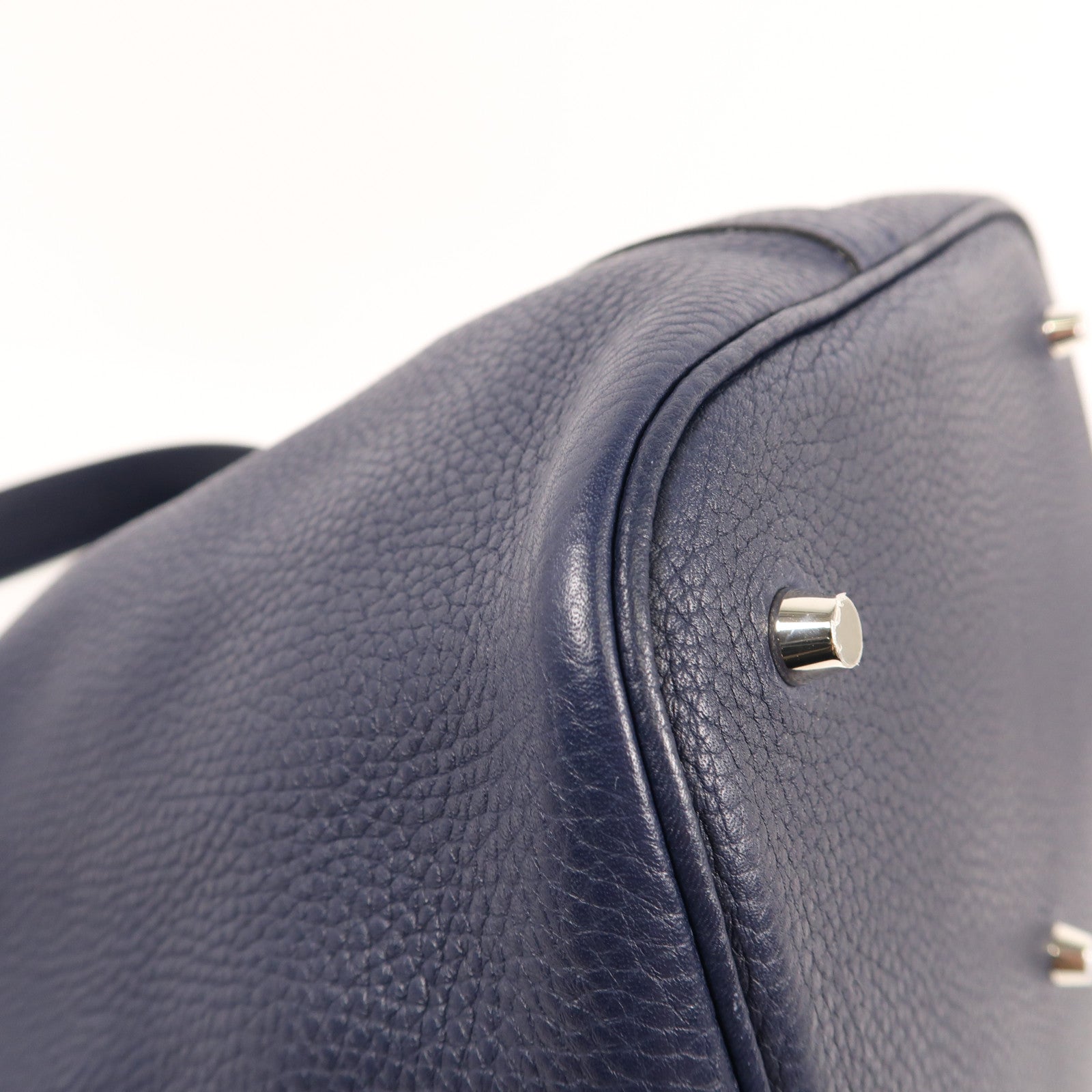 HERMES Clemence皮革Picotin GM銀扣手挽袋Bleu Nuit