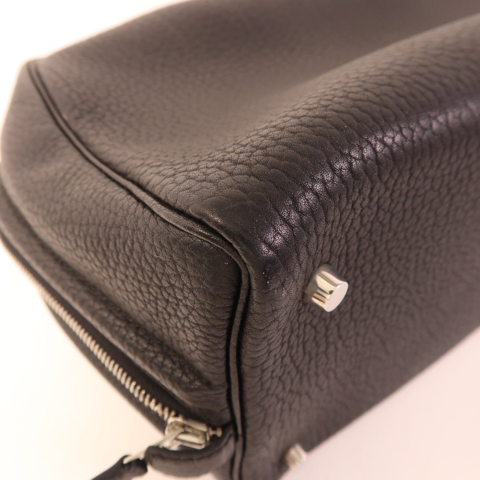 HERMES Fjord皮革Sack Amvie 36銀扣手挽袋Noir