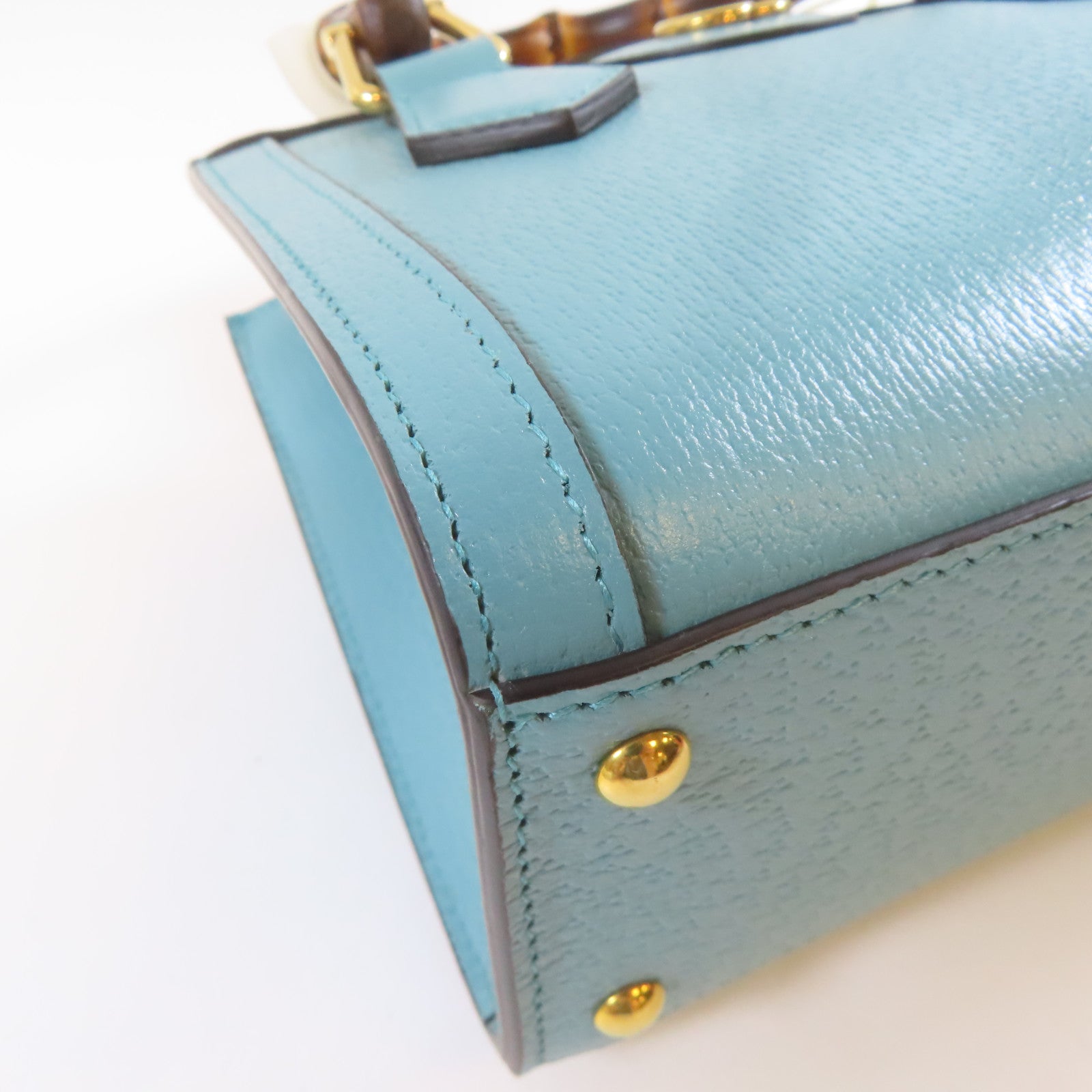 GUCCI 牛皮皮革Diana Mini Tote 2 Way Shoulder Bag金扣手挽肩背兩用袋藍色