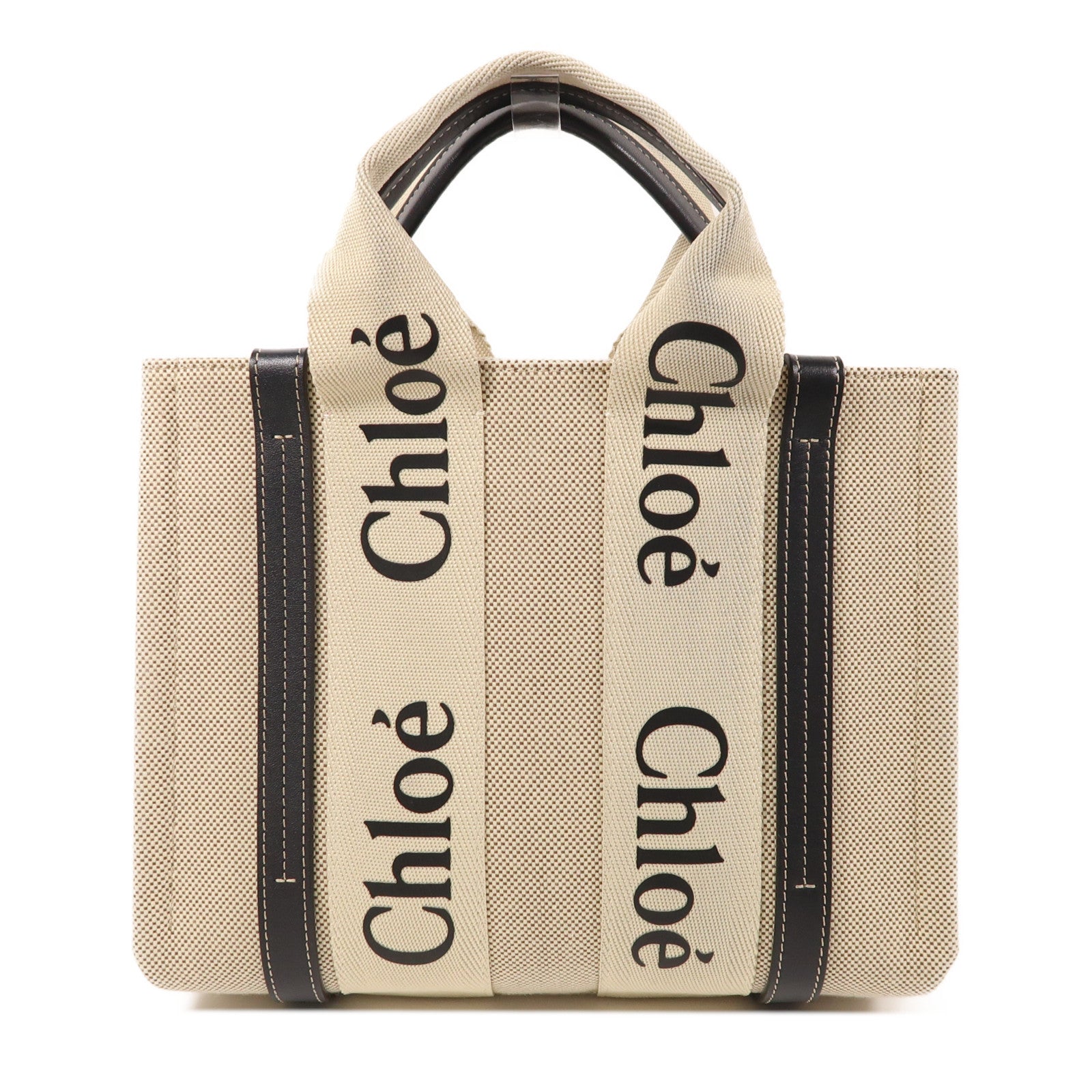 Chloe 帆布Small Woody金扣手挽肩背兩用袋