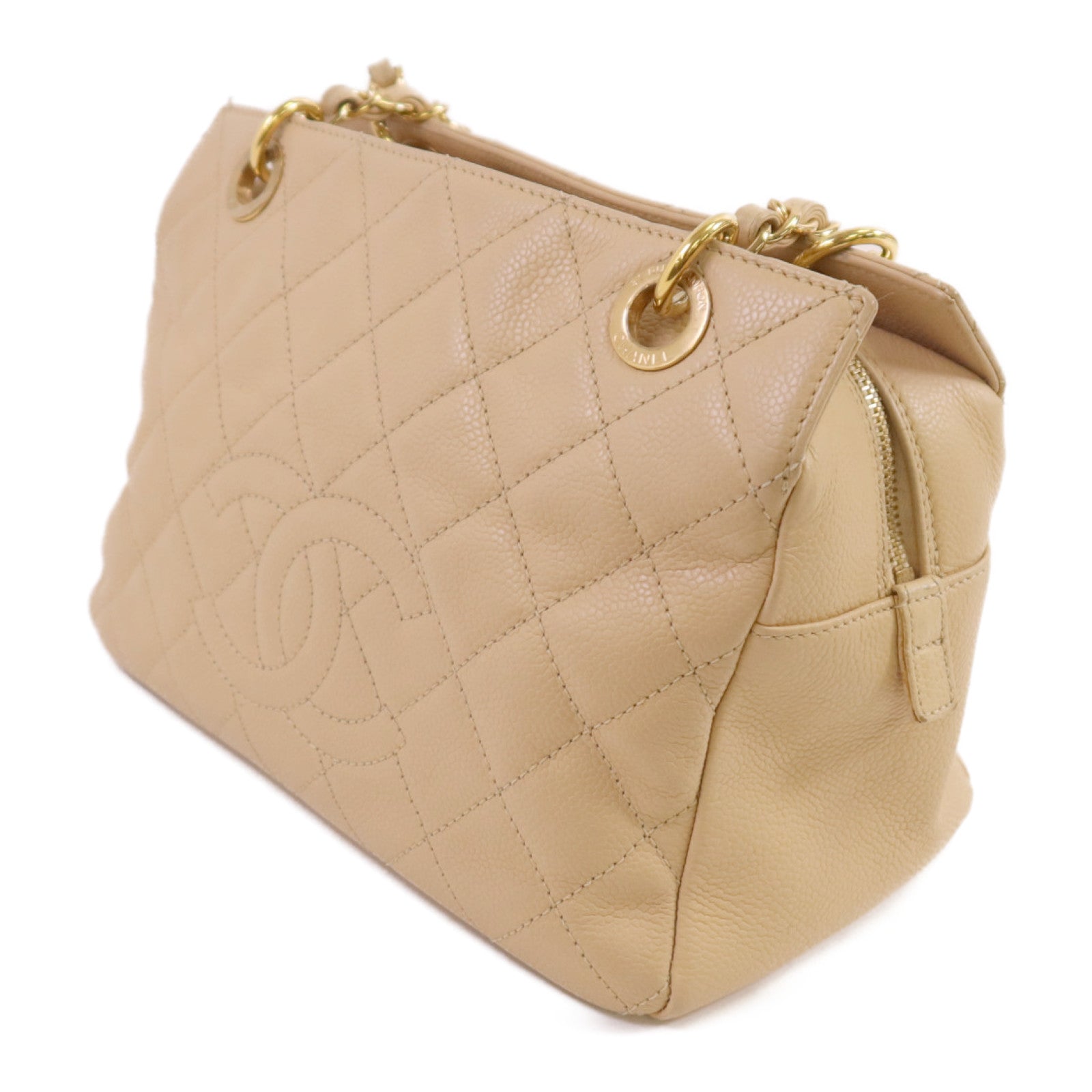 CHANEL 牛皮皮革Chain Shoulder金扣鏈帶肩背袋