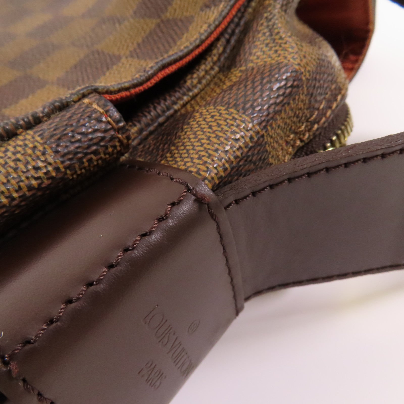 LOUIS VUITTON Damier Naviglio金扣肩背袋棕色