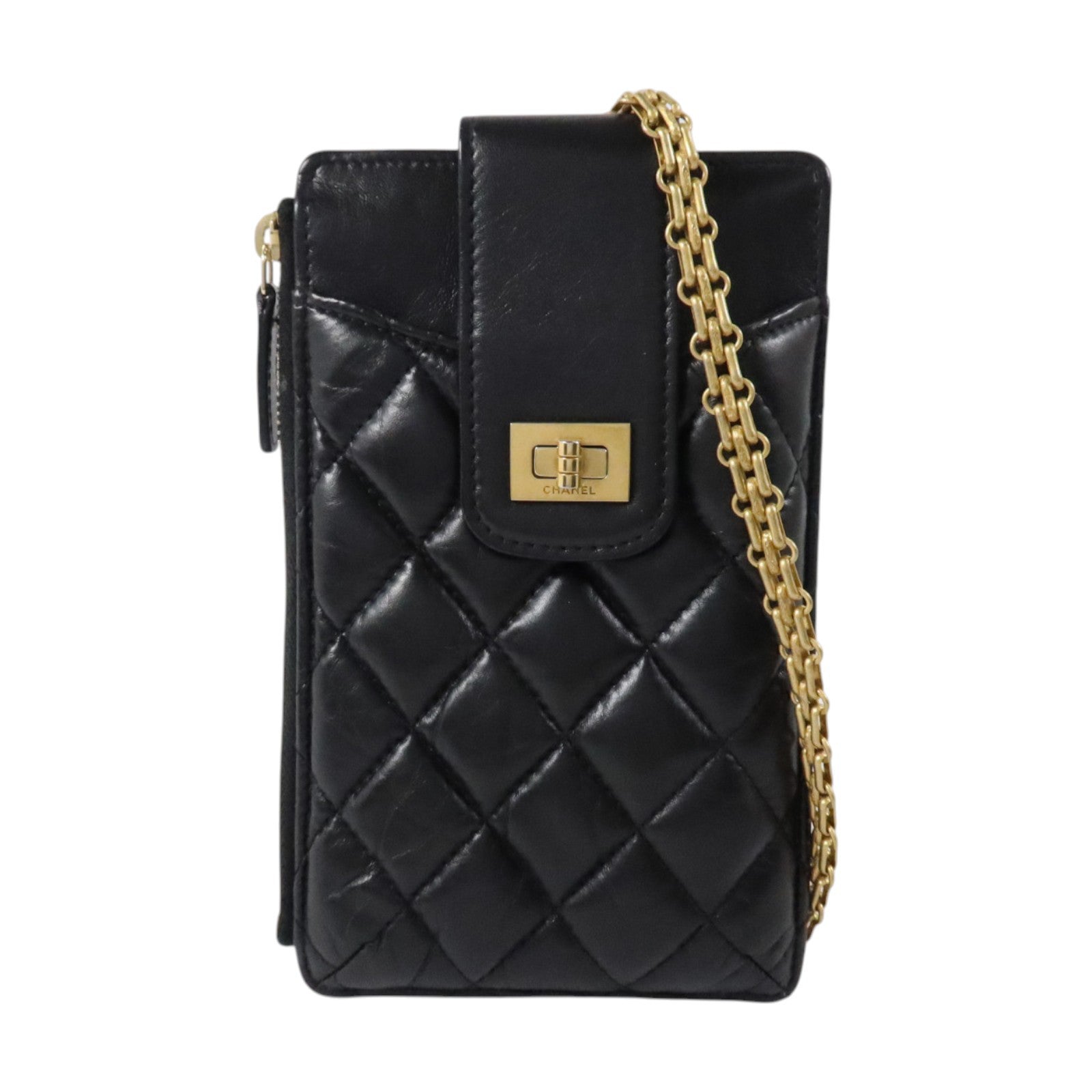 CHANEL 牛皮皮革2.55 Reissue Phone Holder With Chain金扣鏈帶肩背袋