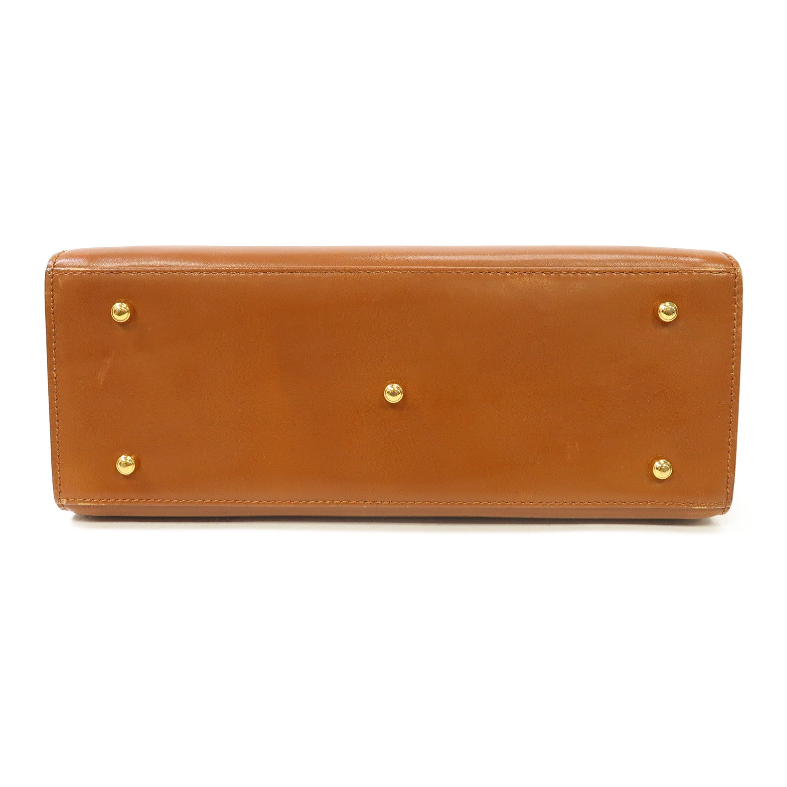 GUCCI 皮革Vintage Kelly Rare Lady金扣手挽袋棕色