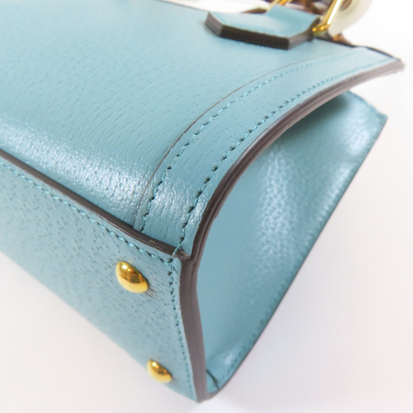 GUCCI 牛皮皮革Diana Mini Tote 2 Way Shoulder Bag金扣手挽肩背兩用袋藍色