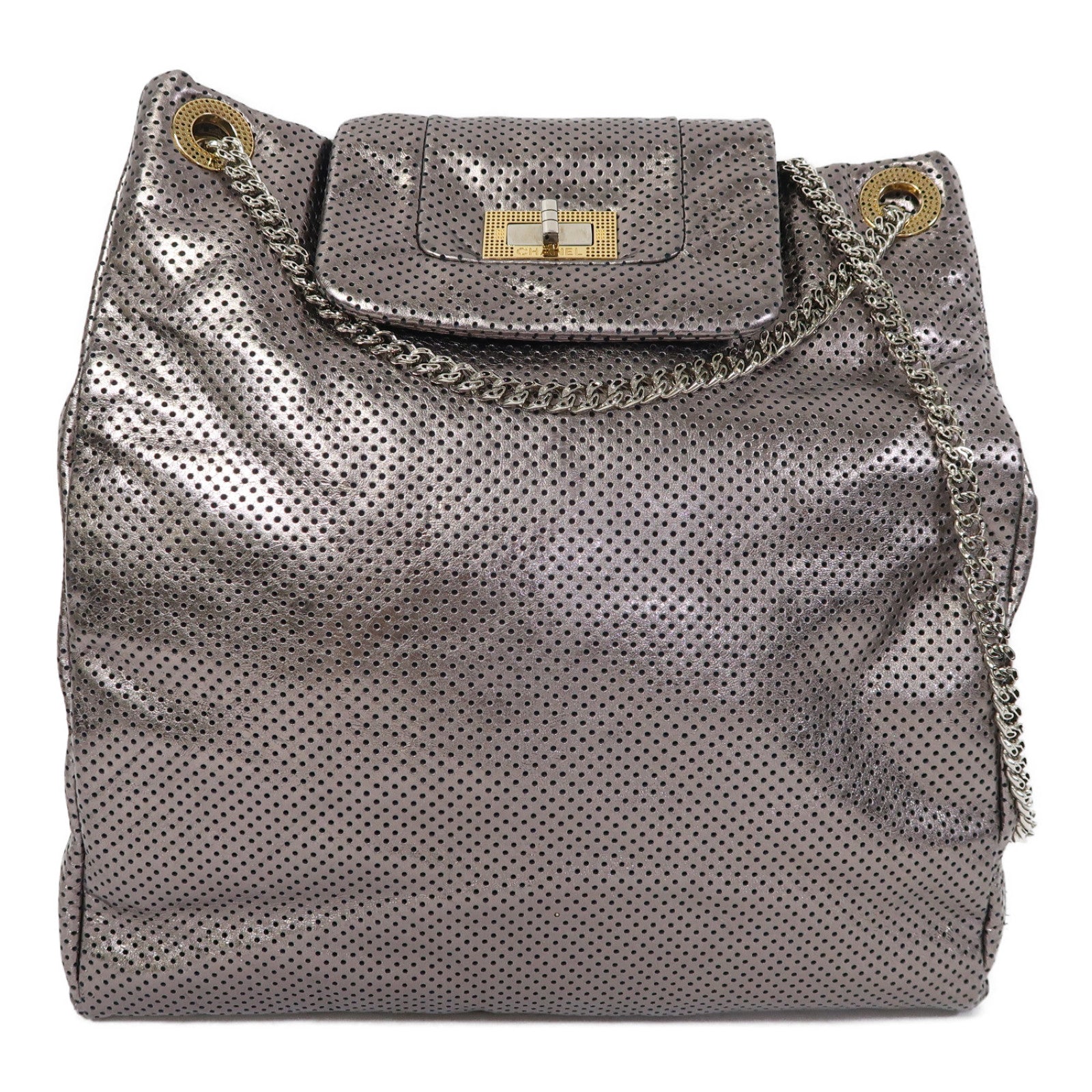 CHANEL 【激減優惠】皮革Reissue Metallic Bag金扣/銀扣鏈帶肩背袋銀色