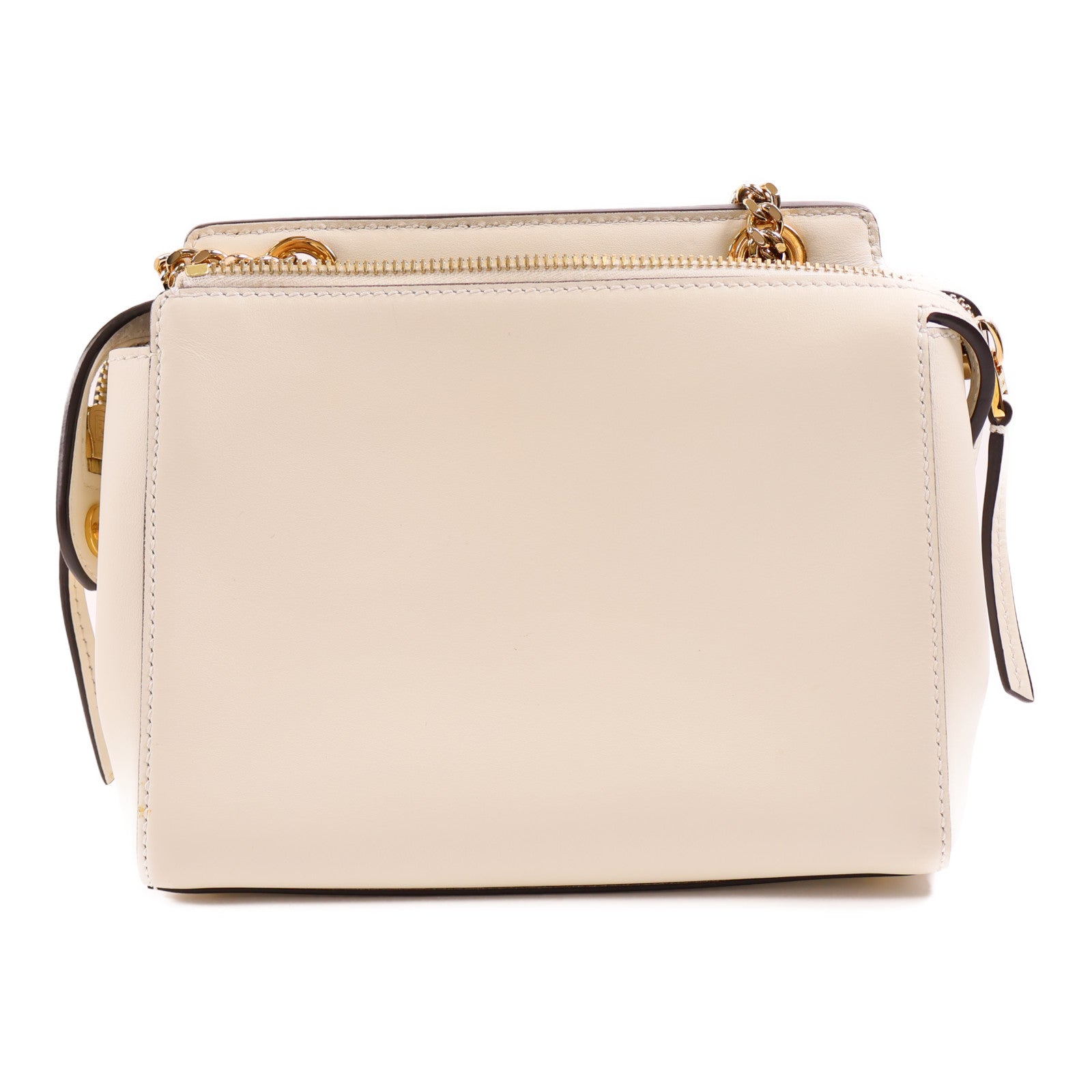 FENDI GHW Dotcom Bag Shoulder Bag 8BN299 Calfskin Leather White