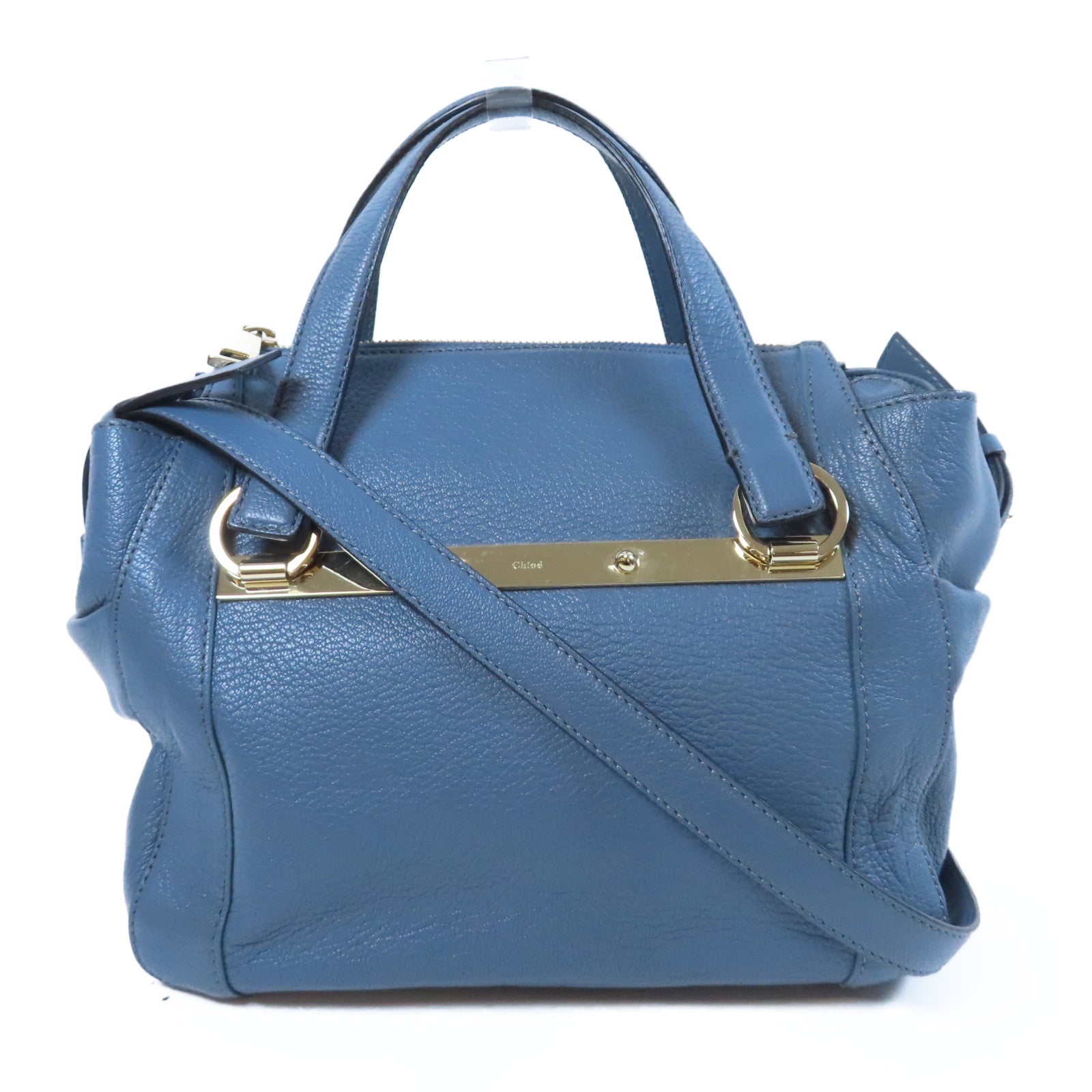 Chloe 【激減優惠】牛皮皮革2 Way Shoulder Bag金扣手挽肩背兩用袋藍色