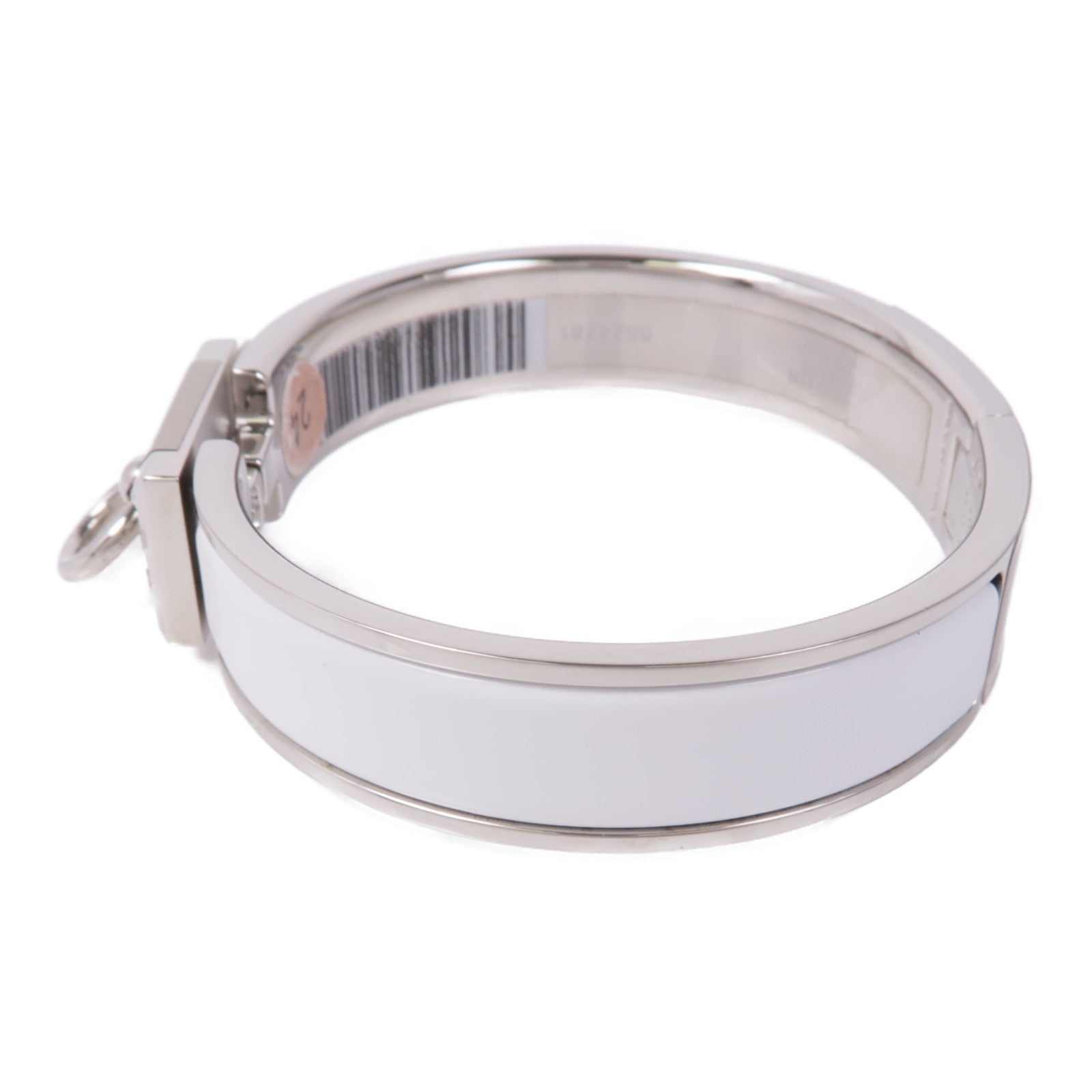 HERMES Clic Anneau Bracelet Metal Enamel Silver White