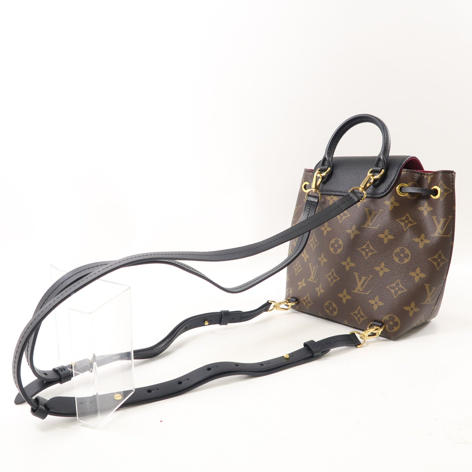 LOUIS VUITTON Monogram Montsouris BB金扣背包棕色/黑色