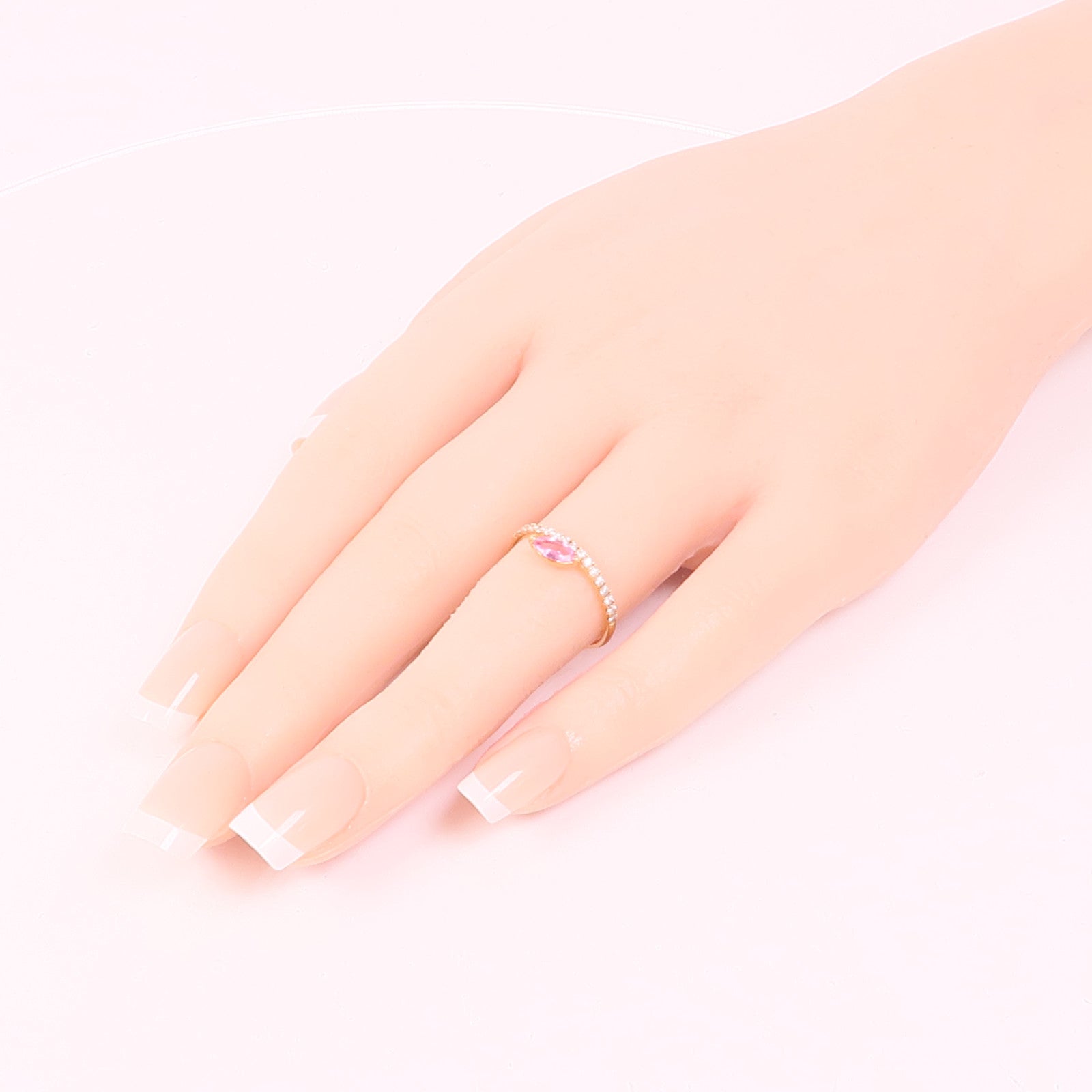 JEWELRY 18K玫瑰金Pink Sapphire/Diamond Ring粉紅色藍寶石/鑽石戒指US#6.75