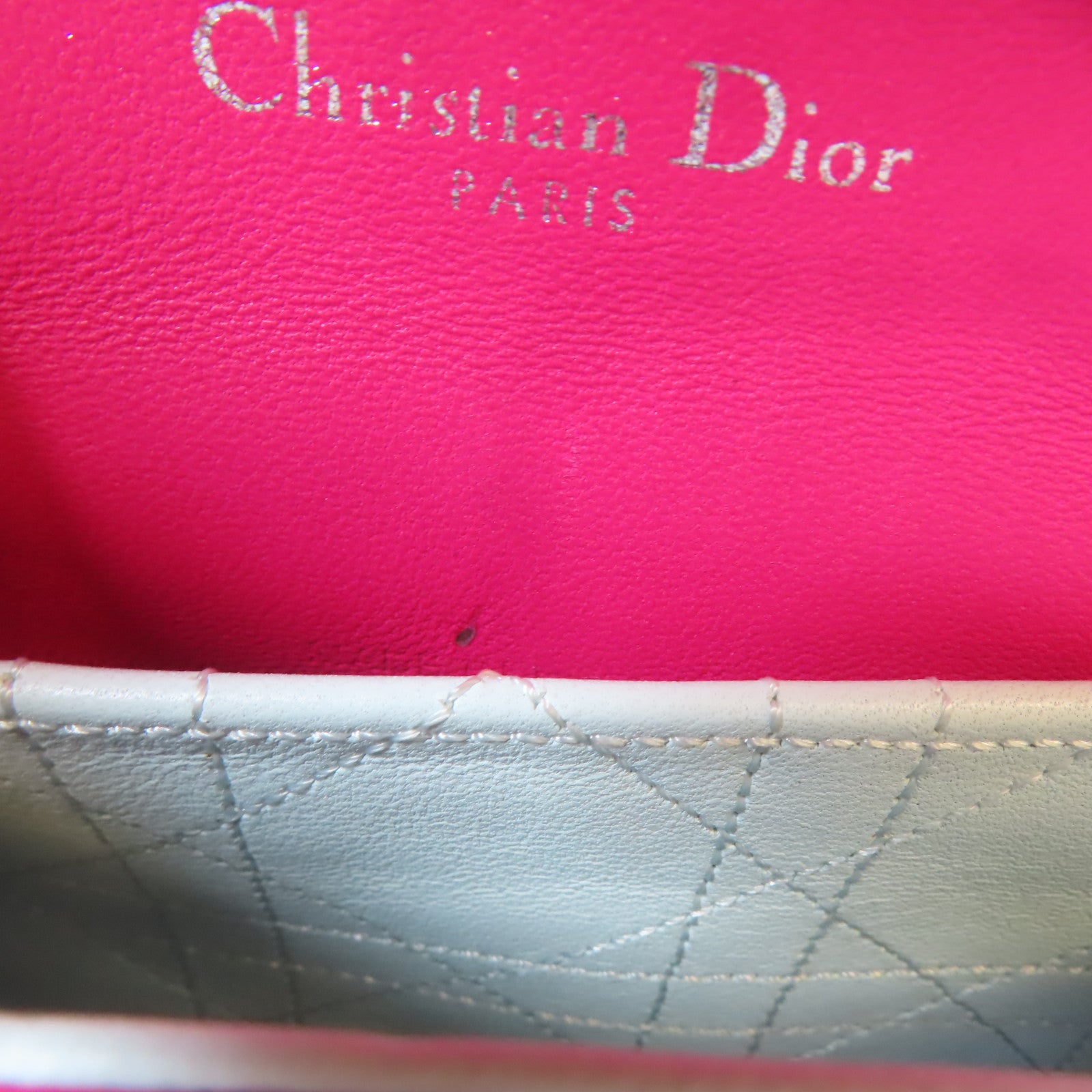 Dior 羊皮皮革Miss Dior銀扣鏈帶肩背袋粉紅色