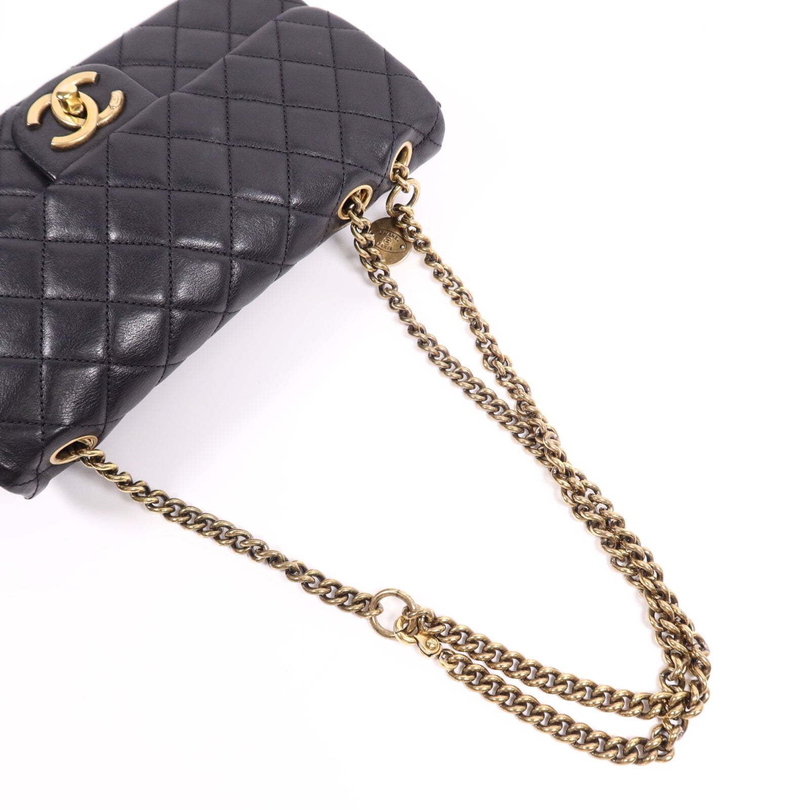 CHANEL 牛皮皮革Chain Shoulder Bag金扣鏈帶肩背袋