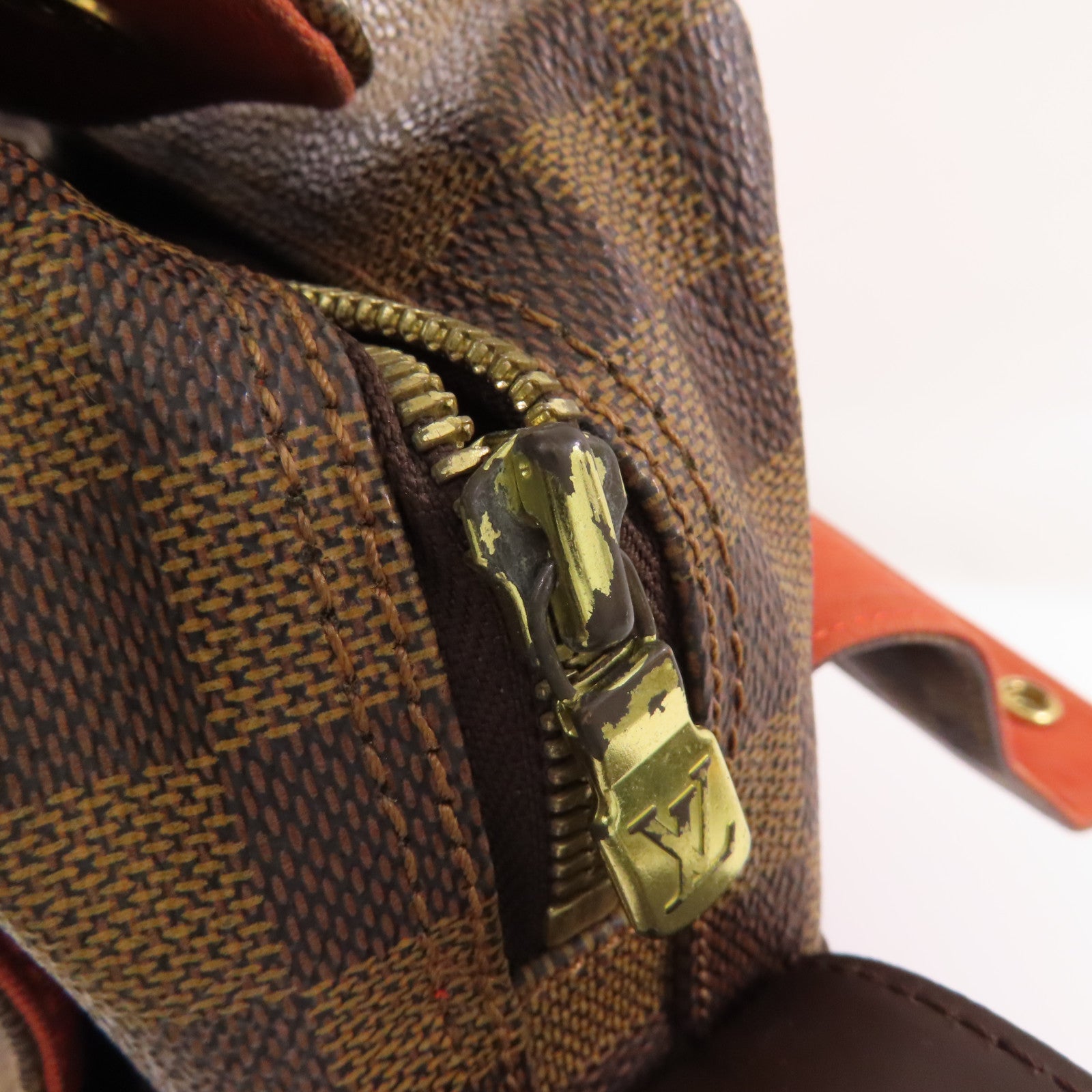 LOUIS VUITTON Damier Naviglio金扣肩背袋棕色