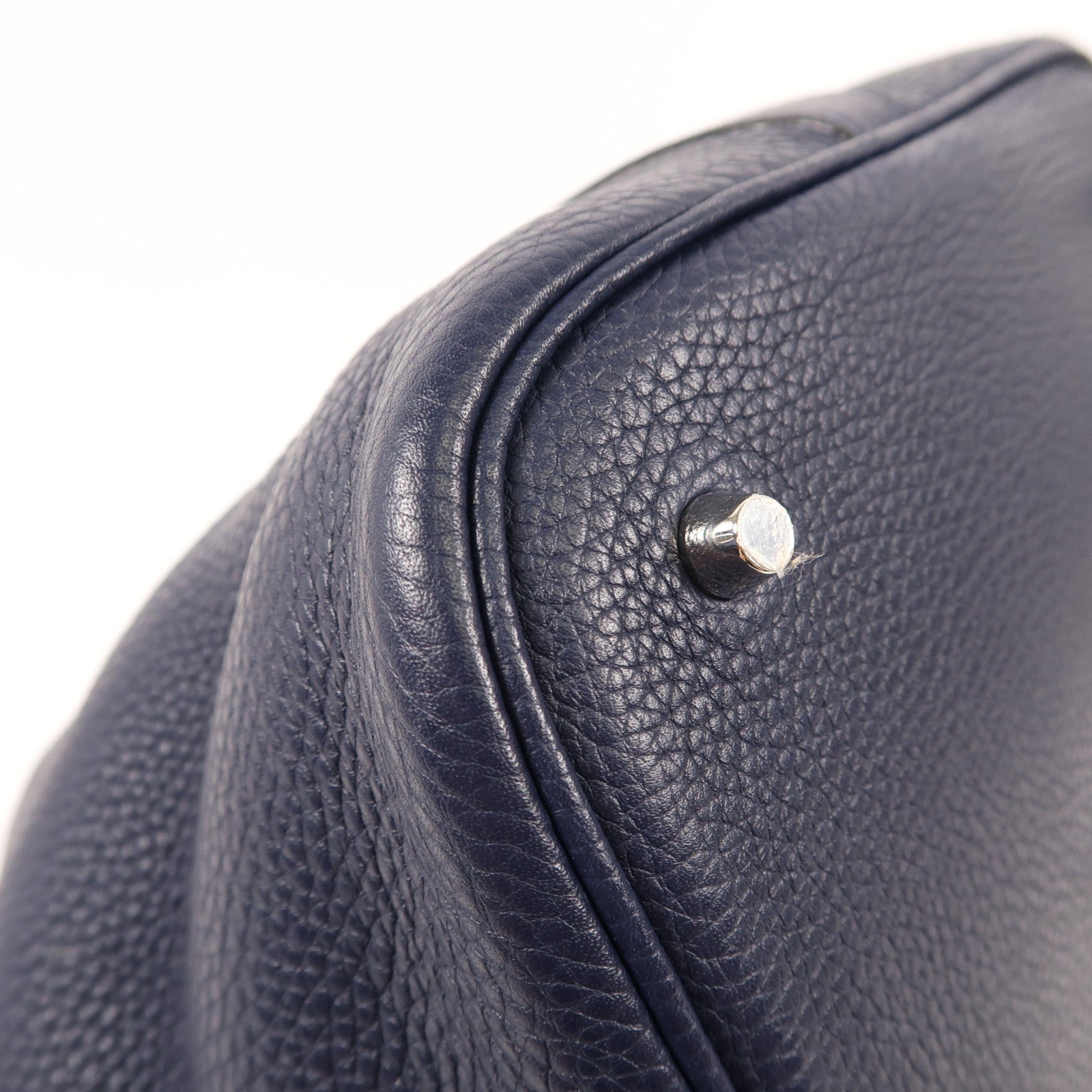 HERMES Clemence皮革Picotin GM銀扣手挽袋Bleu Nuit