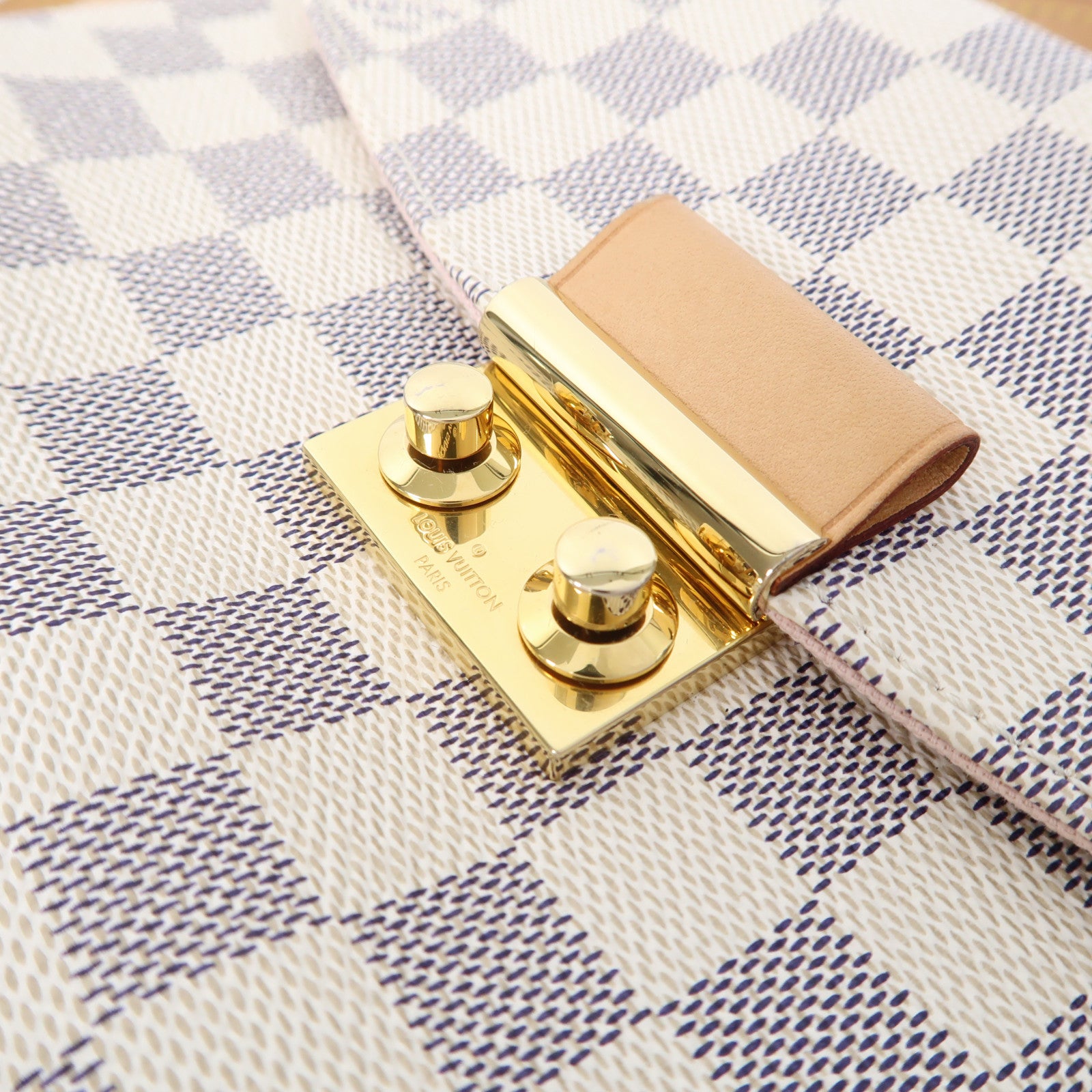 LOUIS VUITTON Damier Azur Croisette金扣手挽肩背兩用袋白色