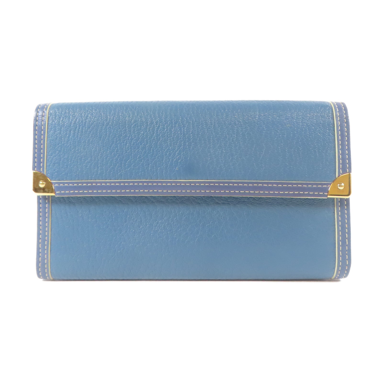 LOUIS VUITTON 【激減優惠】皮革Long Wallet金扣長錢包藍色