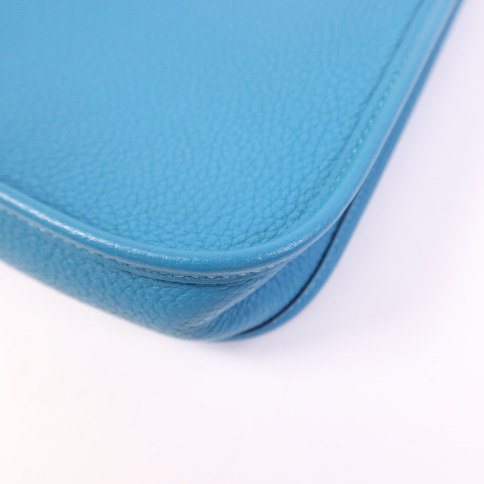 HERMES Clemence皮革Evelyne TPM銀扣肩背袋Turquoise