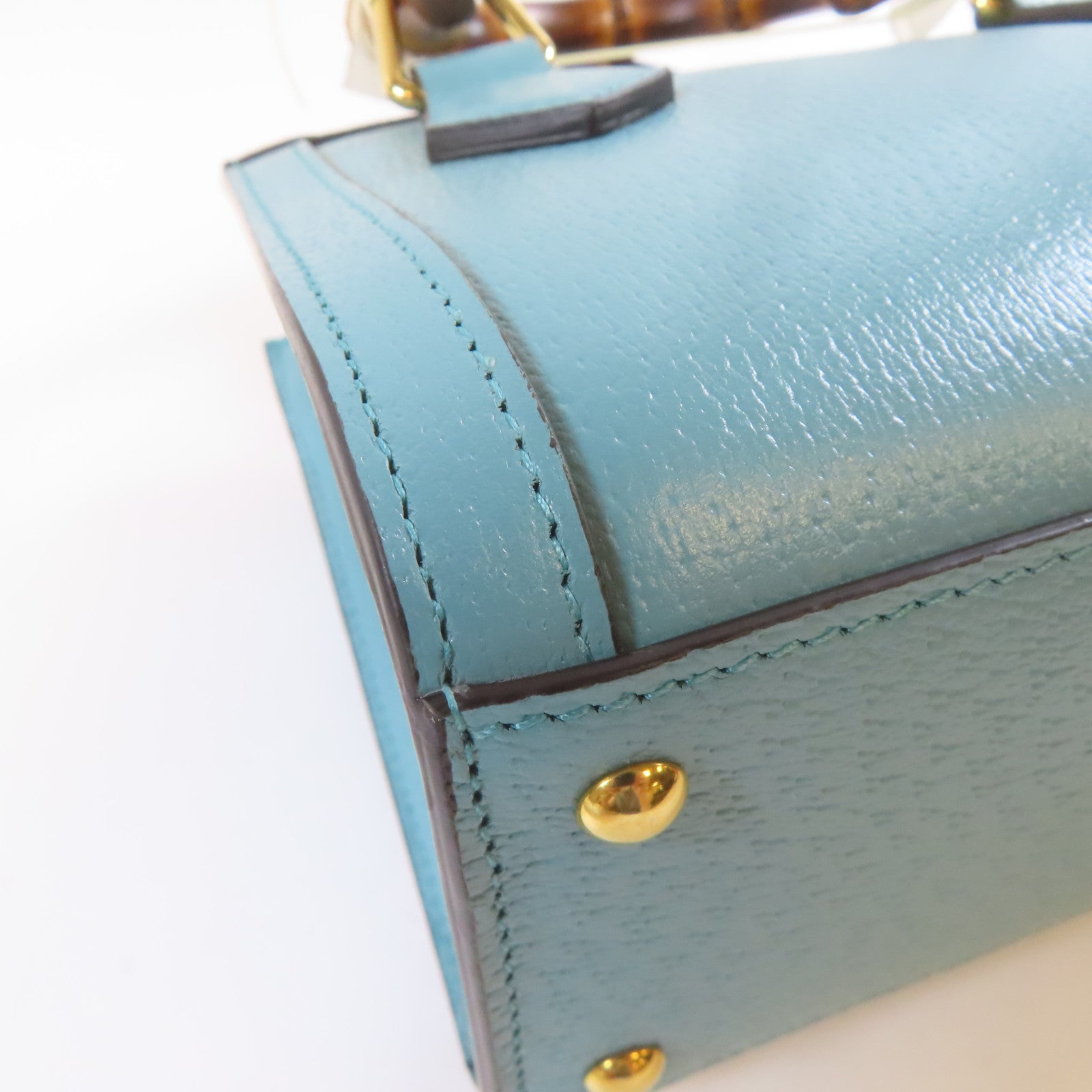 GUCCI 牛皮皮革Diana Mini Tote 2 Way Shoulder Bag金扣手挽肩背兩用袋藍色