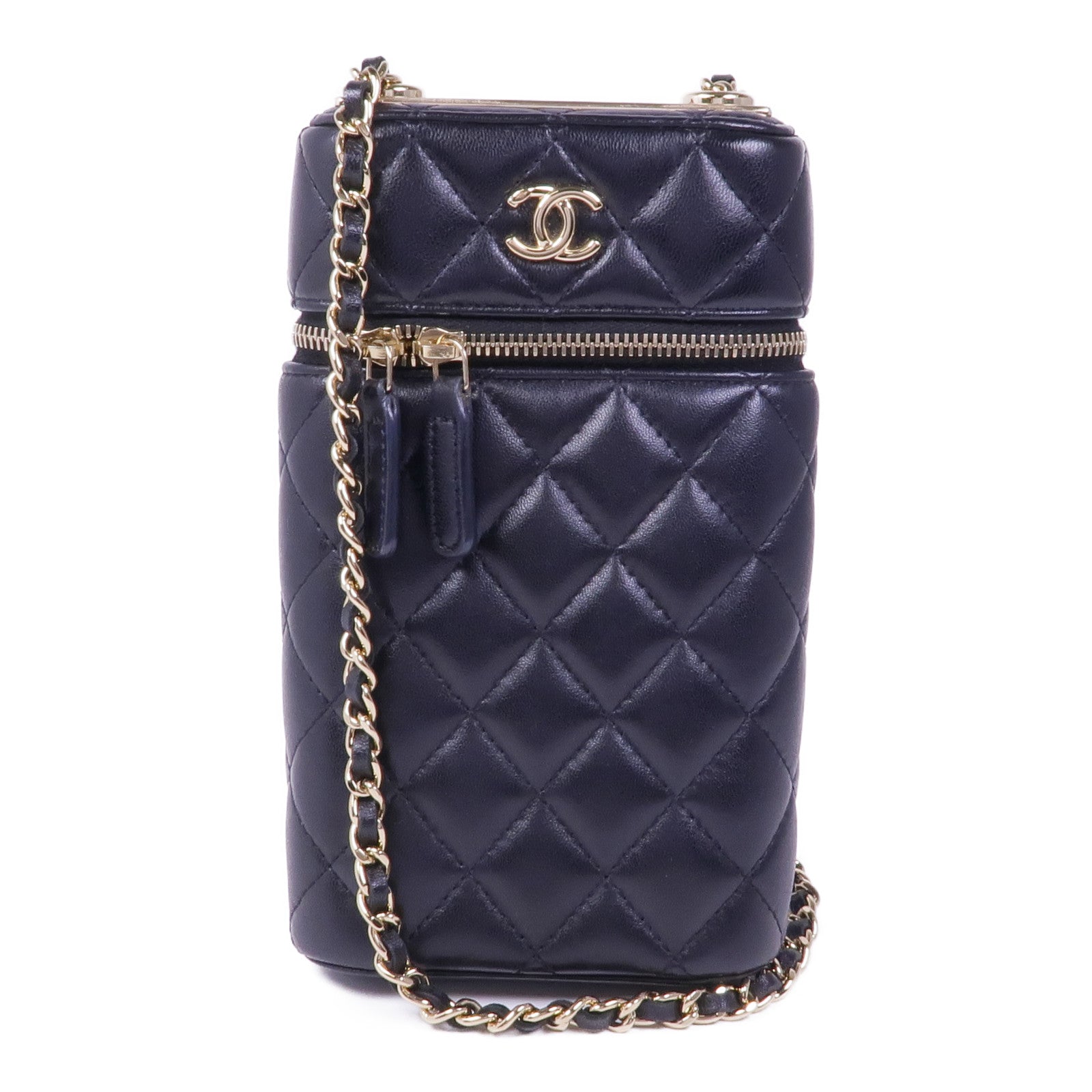 CHANEL 羊皮皮革Chain Shoulder金扣鏈帶肩背袋