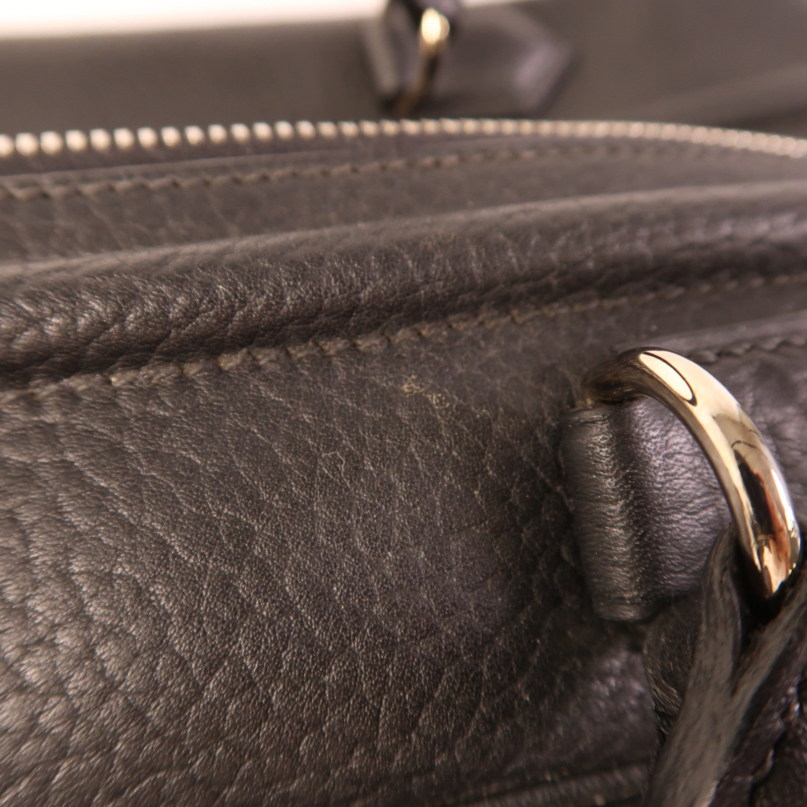 HERMES Fjord皮革Sack Amvie 36銀扣手挽袋Noir