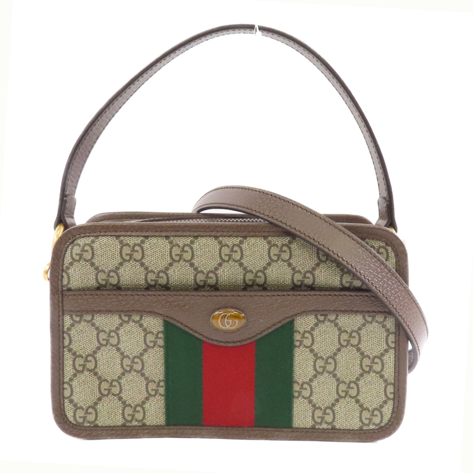 GUCCI 塗層帆布GG Superme Ophidia金扣手挽肩背兩用袋啡色