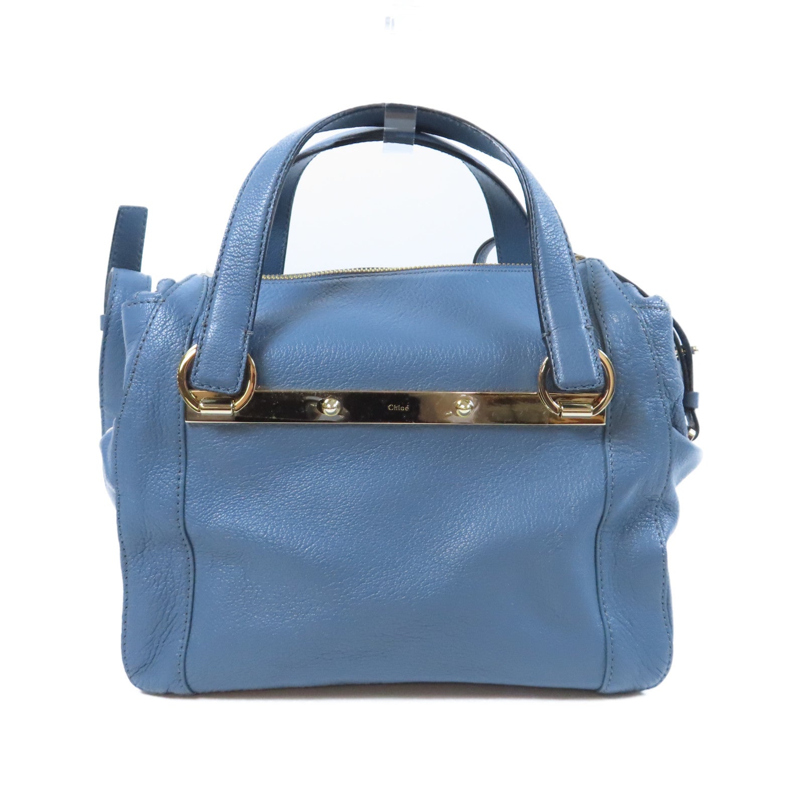 Chloe 【激減優惠】牛皮皮革2 Way Shoulder Bag金扣手挽肩背兩用袋藍色