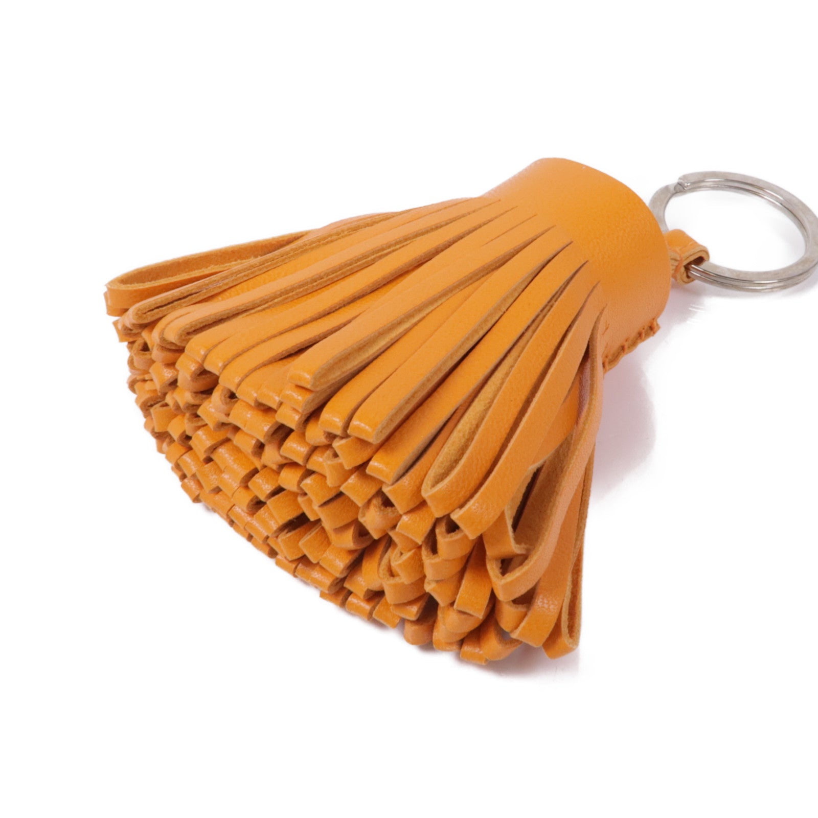 HERMES Swift皮革Carmen Charm銀扣掛飾Orange