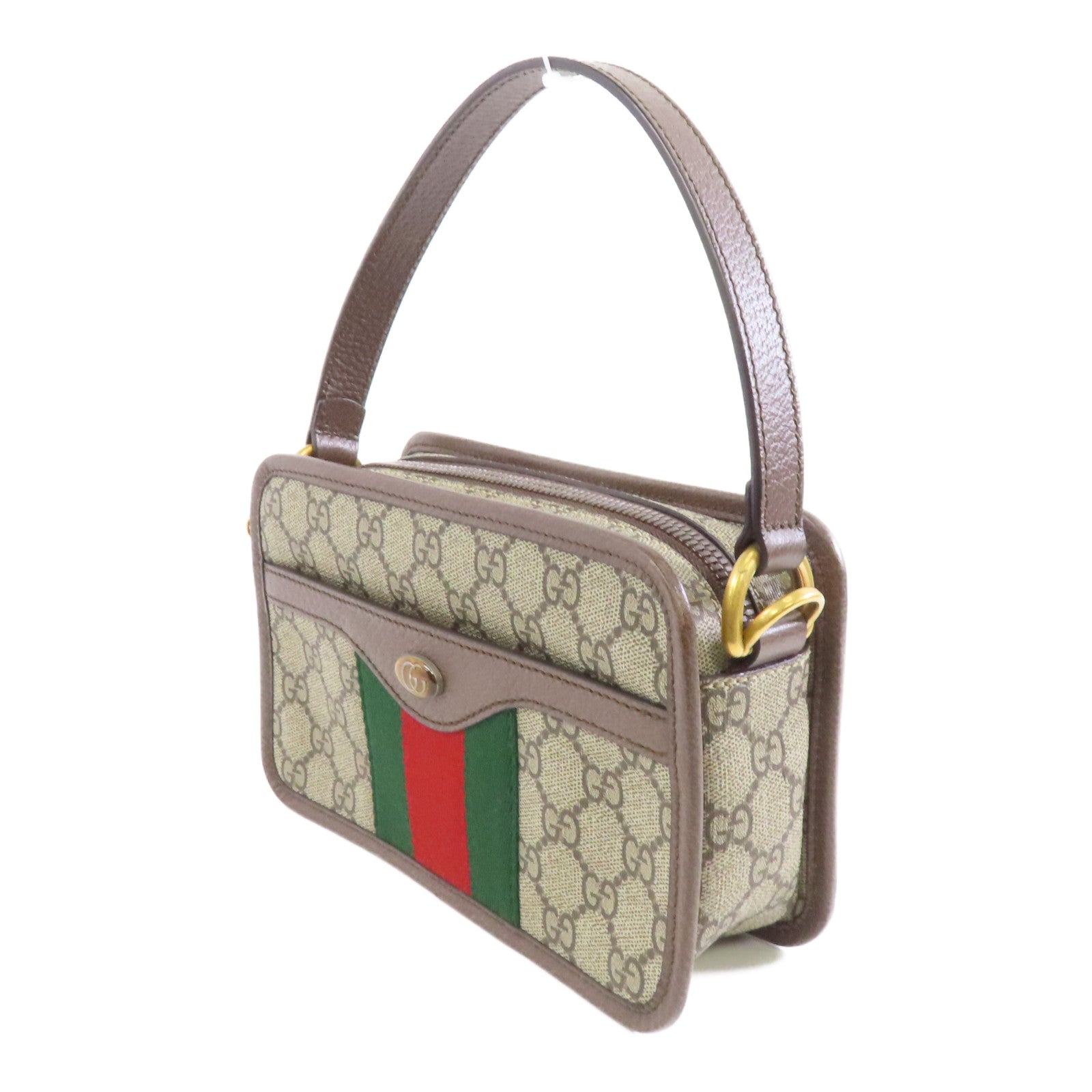 GUCCI 塗層帆布GG Superme Ophidia金扣手挽肩背兩用袋啡色