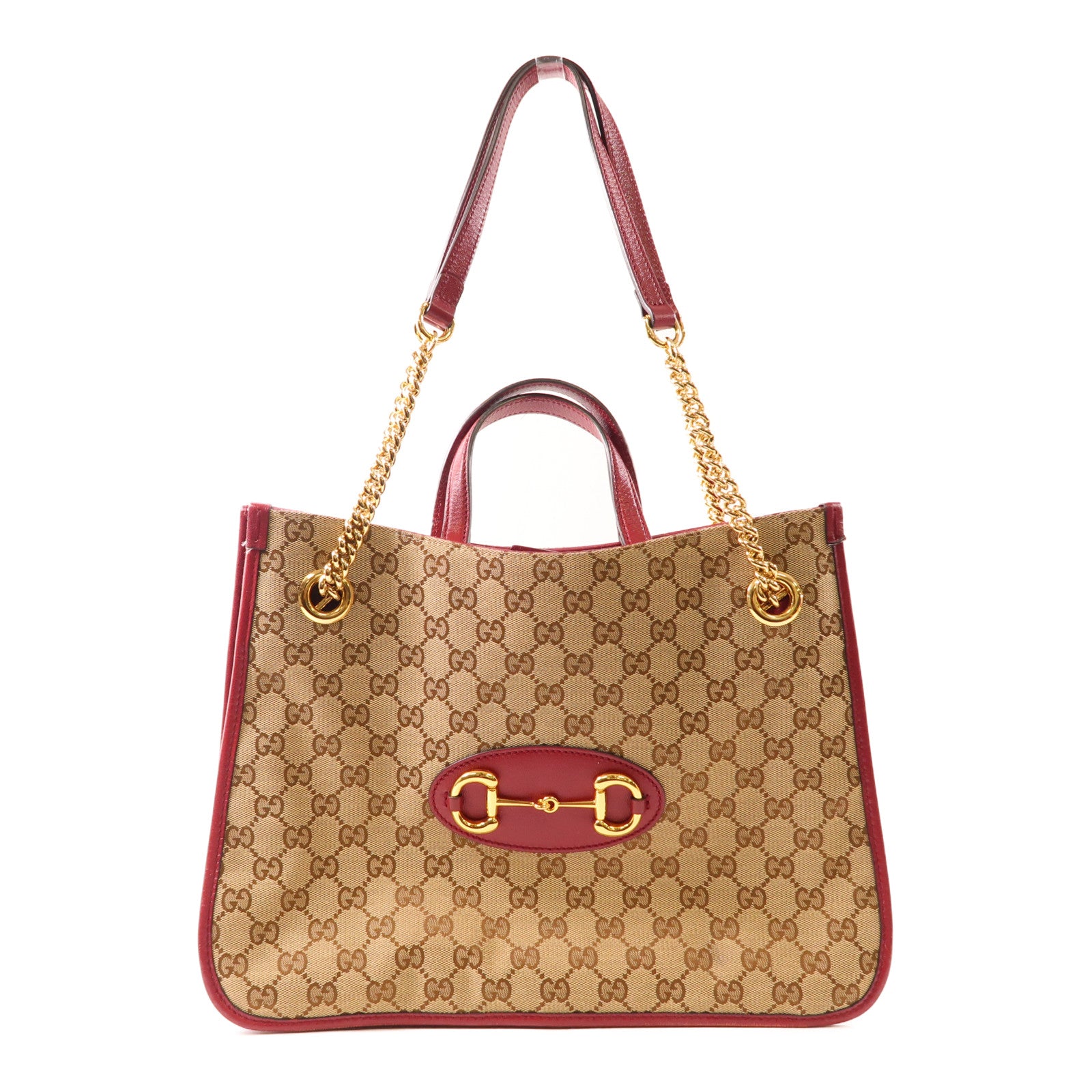 GUCCI 帆布Horsebit金扣手挽肩背兩用袋