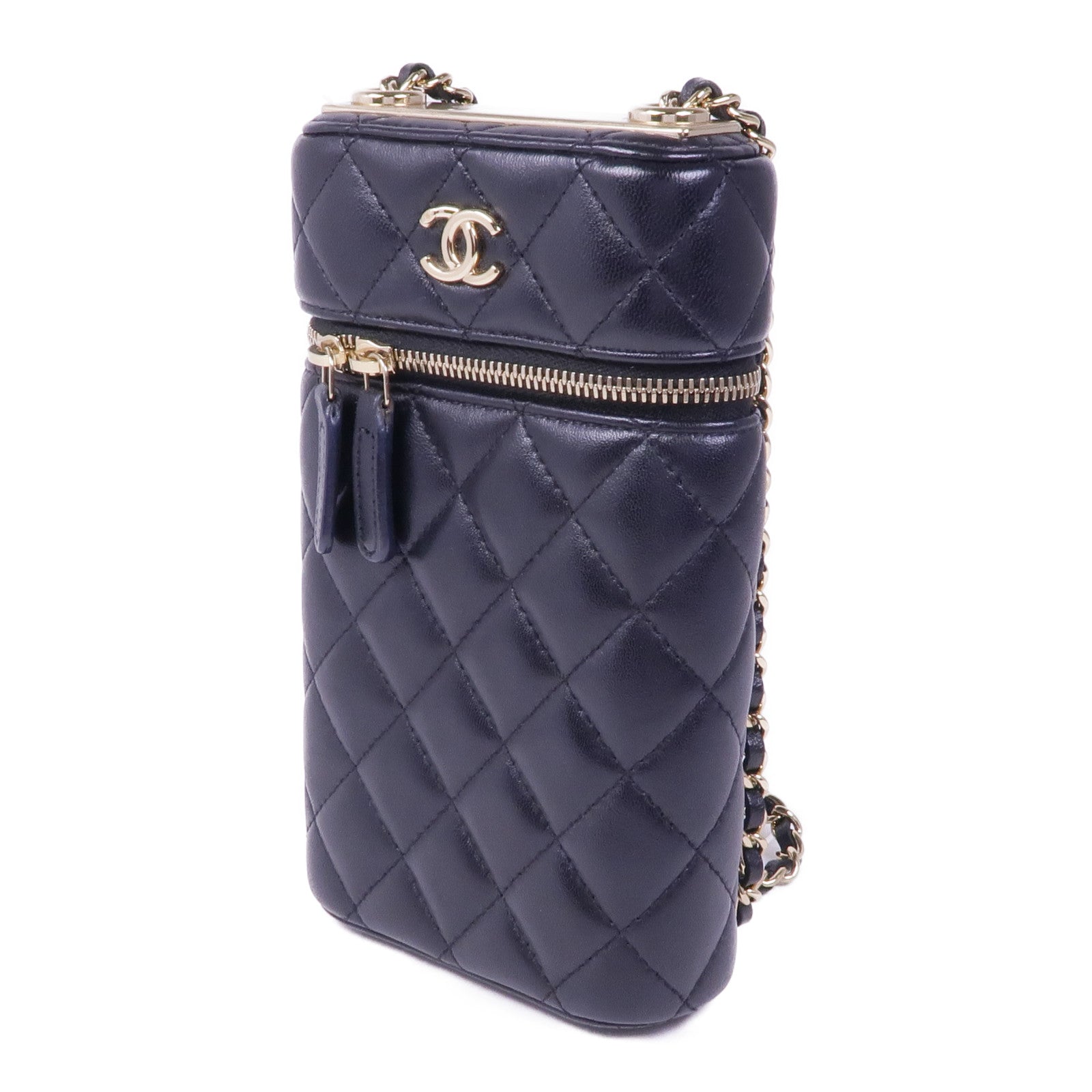 CHANEL 羊皮皮革Chain Shoulder金扣鏈帶肩背袋