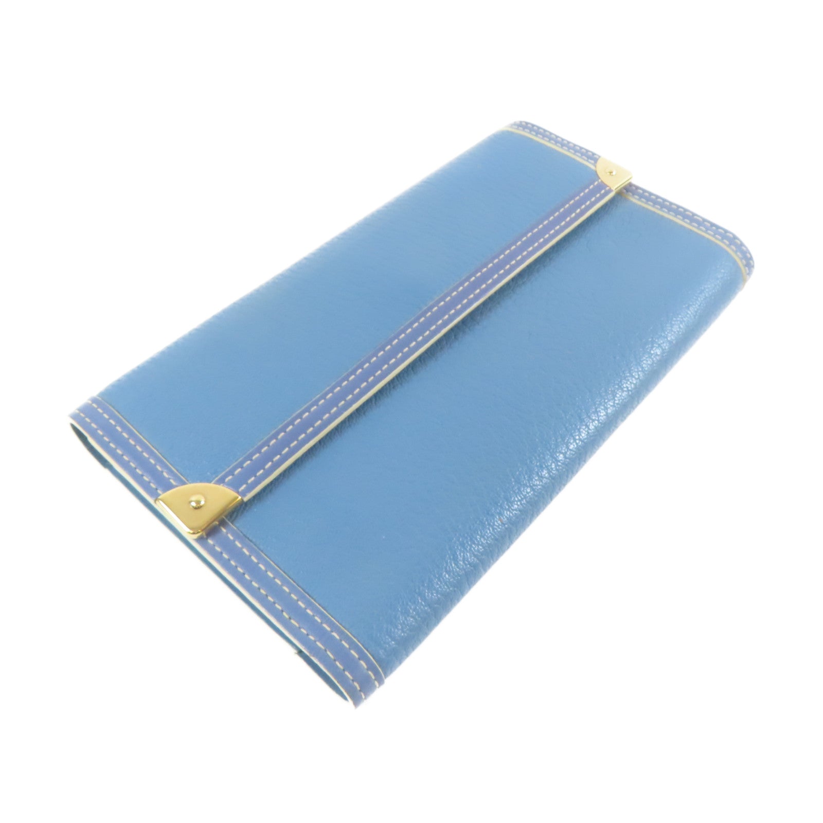 LOUIS VUITTON 【激減優惠】皮革Long Wallet金扣長錢包藍色
