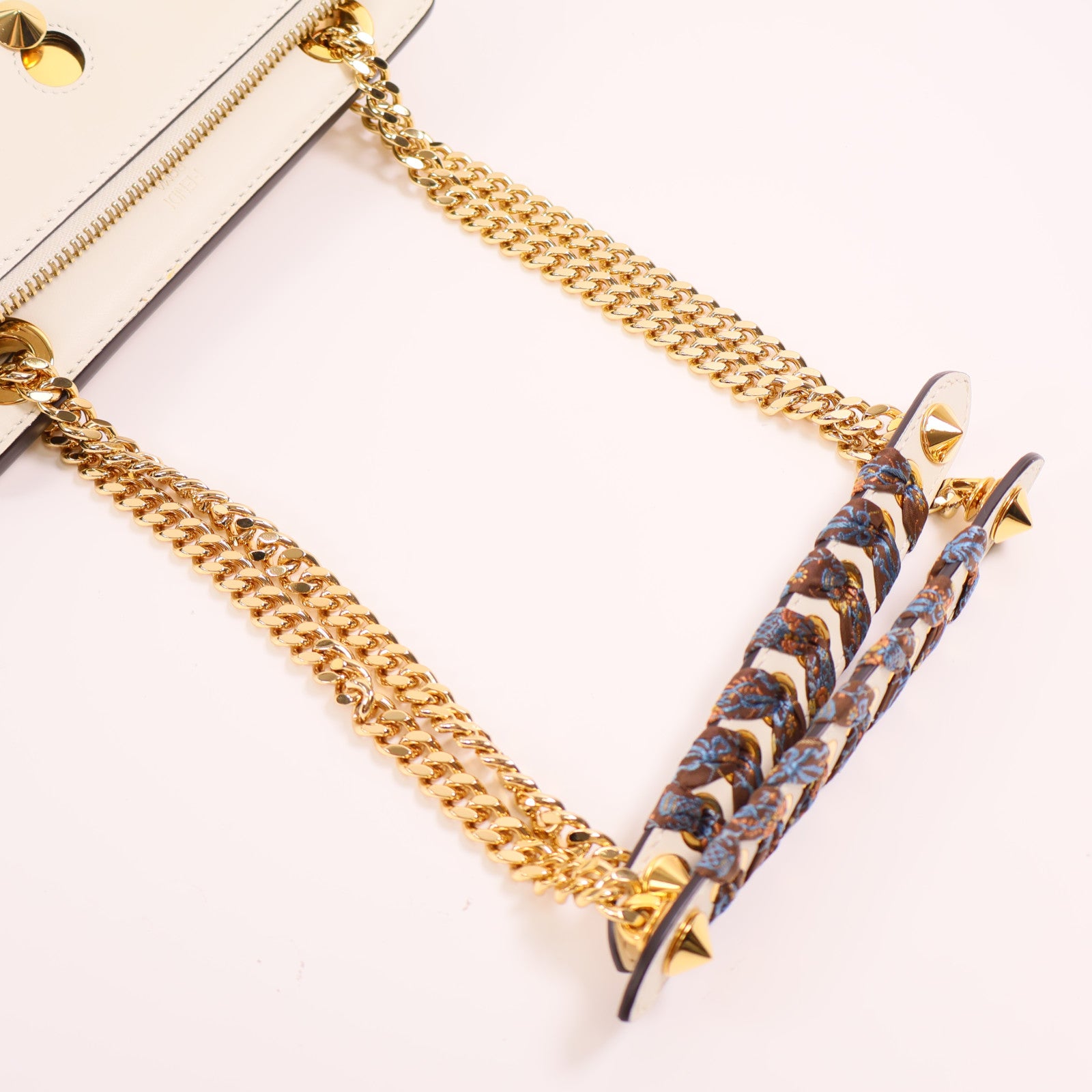 FENDI GHW Dotcom Bag Shoulder Bag 8BN299 Calfskin Leather White